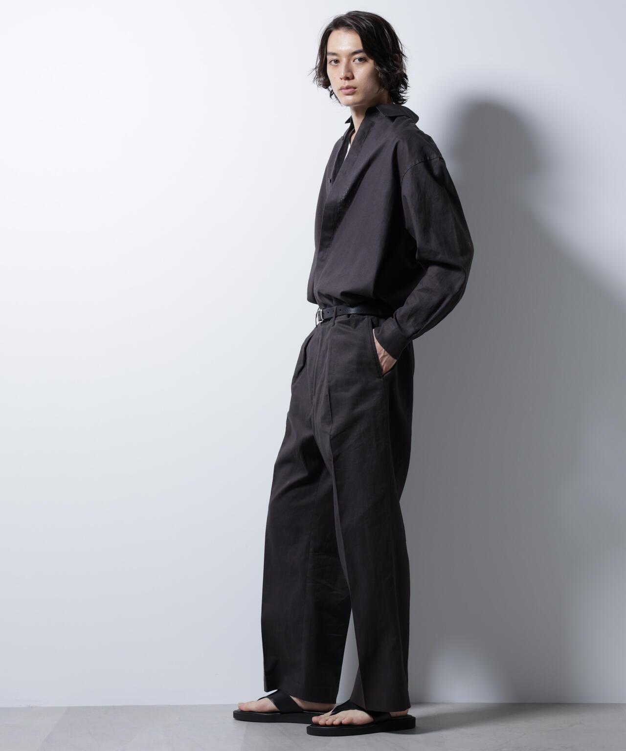 「BELGIUM LINEN FABRICS」リネンコットンストレートパンツ(セットアップ可) 6685127221