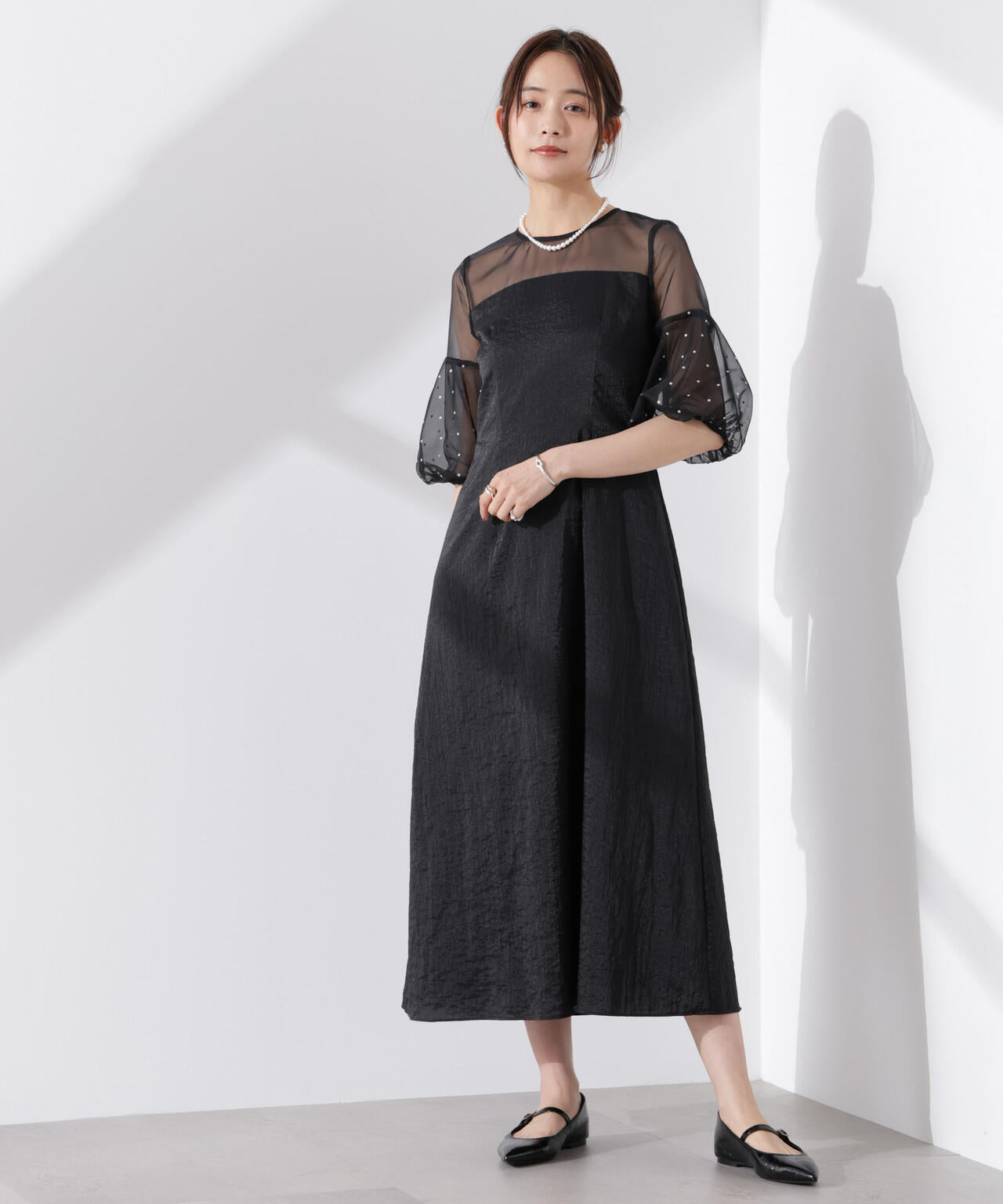 kaene/デザインオーガンミックスドレス 6715119064