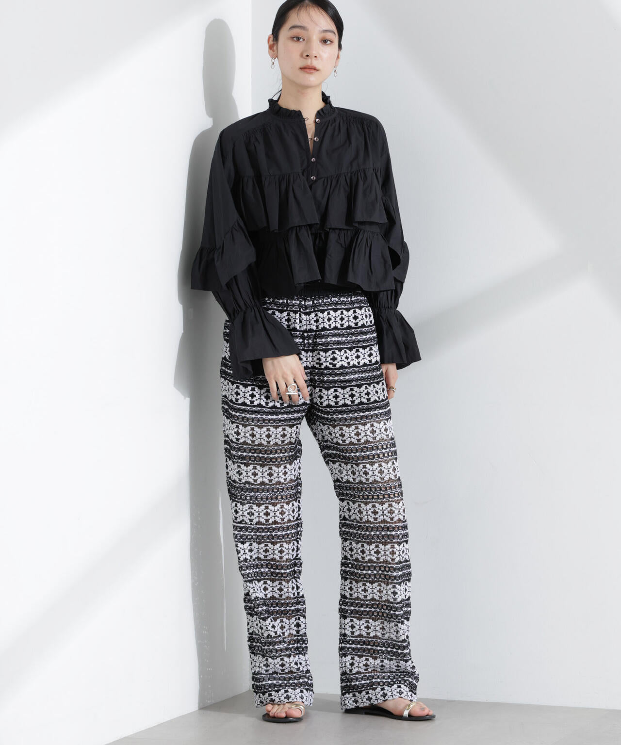 Sara mallika/COTTON BORDER LACE PANTS 6715127046