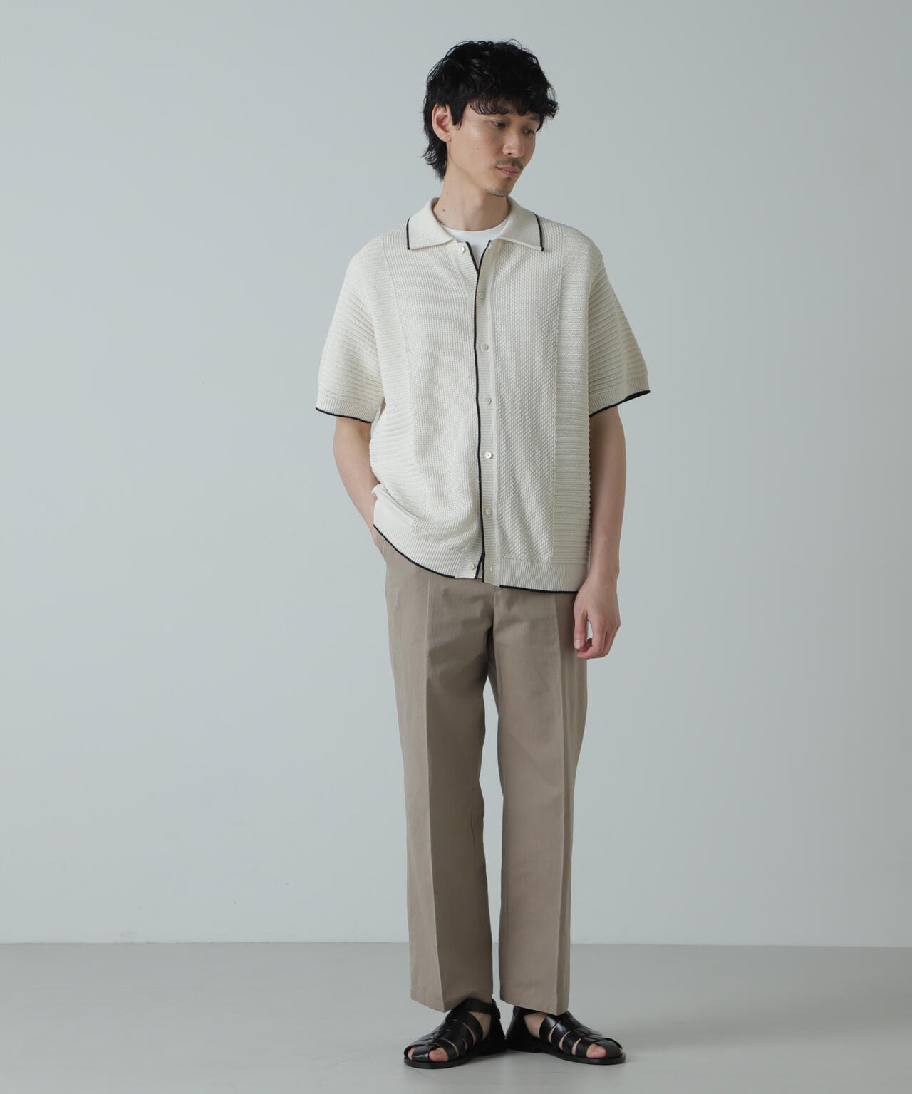 AB.ギマアイレット柄ニットブザムシャツ 6684122220