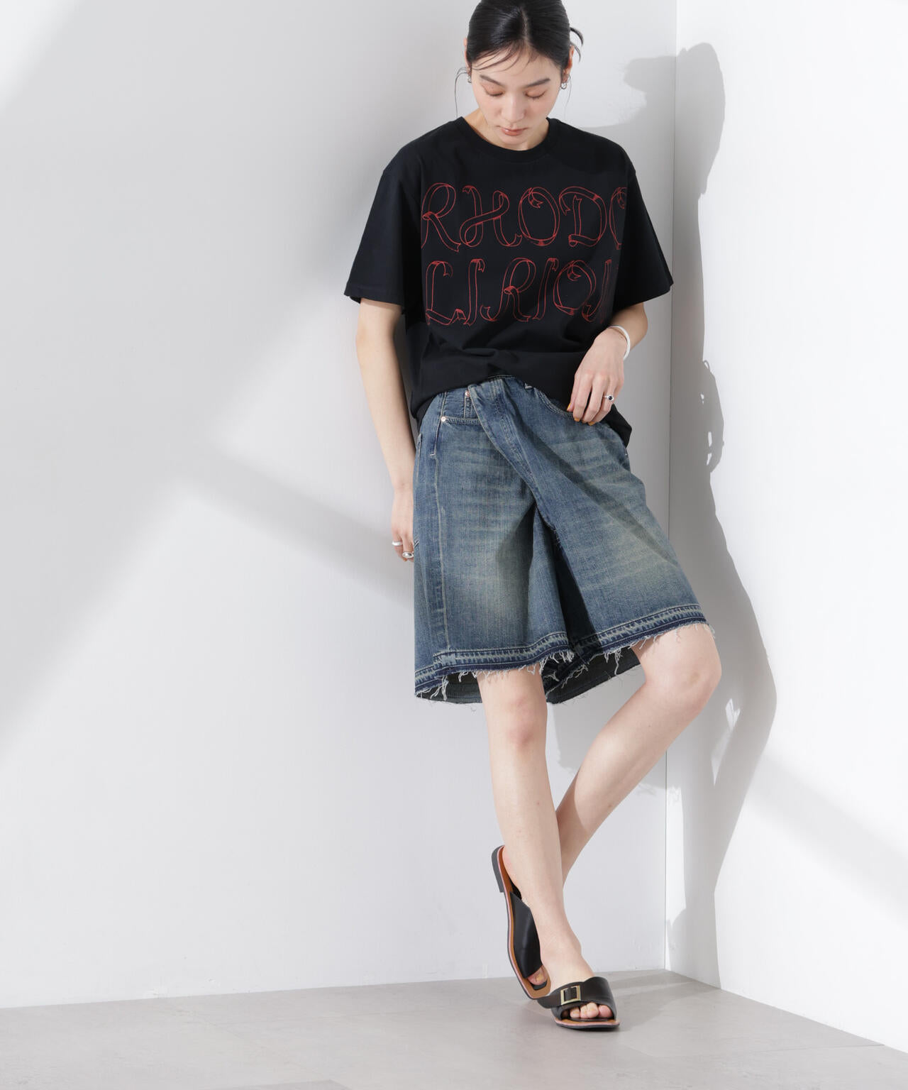 RhodolirioN/5Pockets Huge Shorts - Denim 6715128002