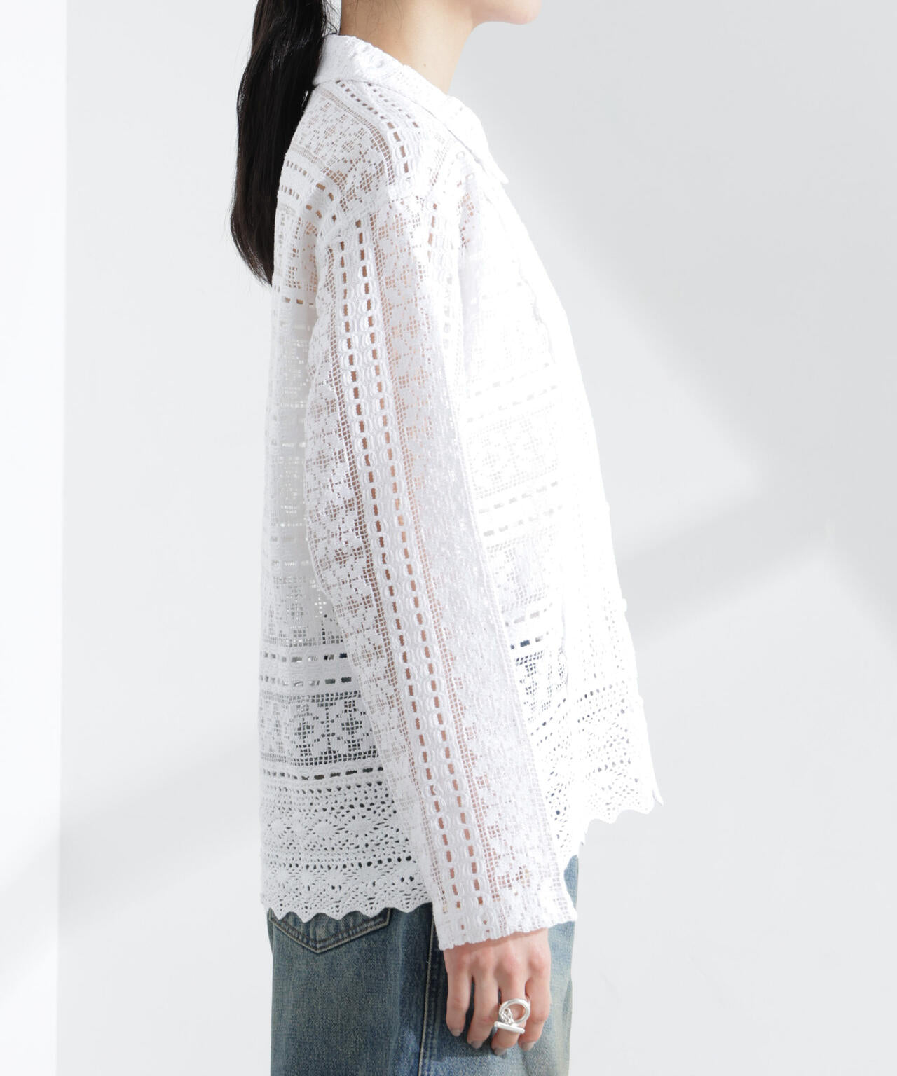 Sara mallika/COTTON BORDER LACE TOP 6715120033
