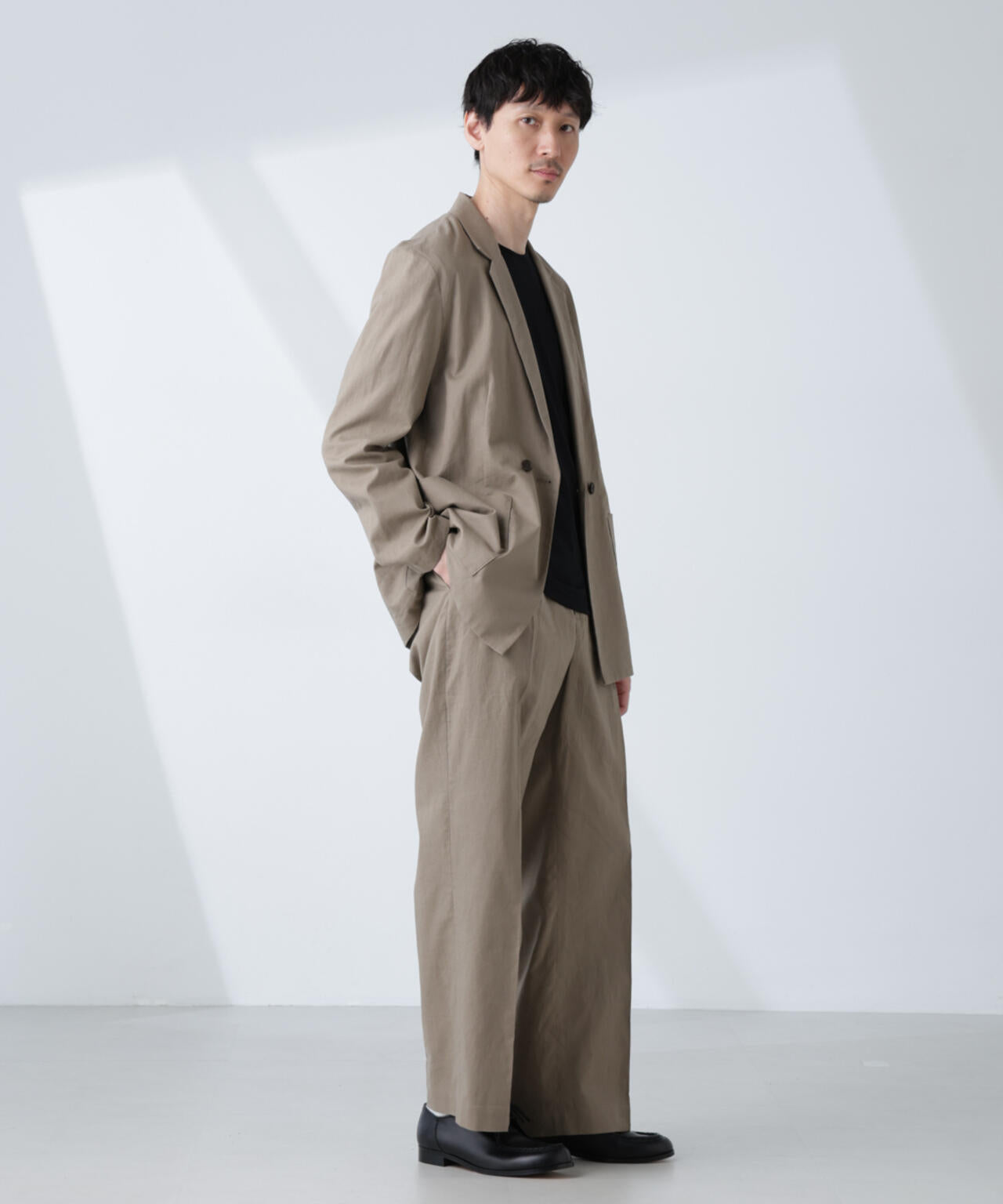 「BELGIUM LINEN FABRICS」リネンコットンストレートパンツ(セットアップ可) 6685127221