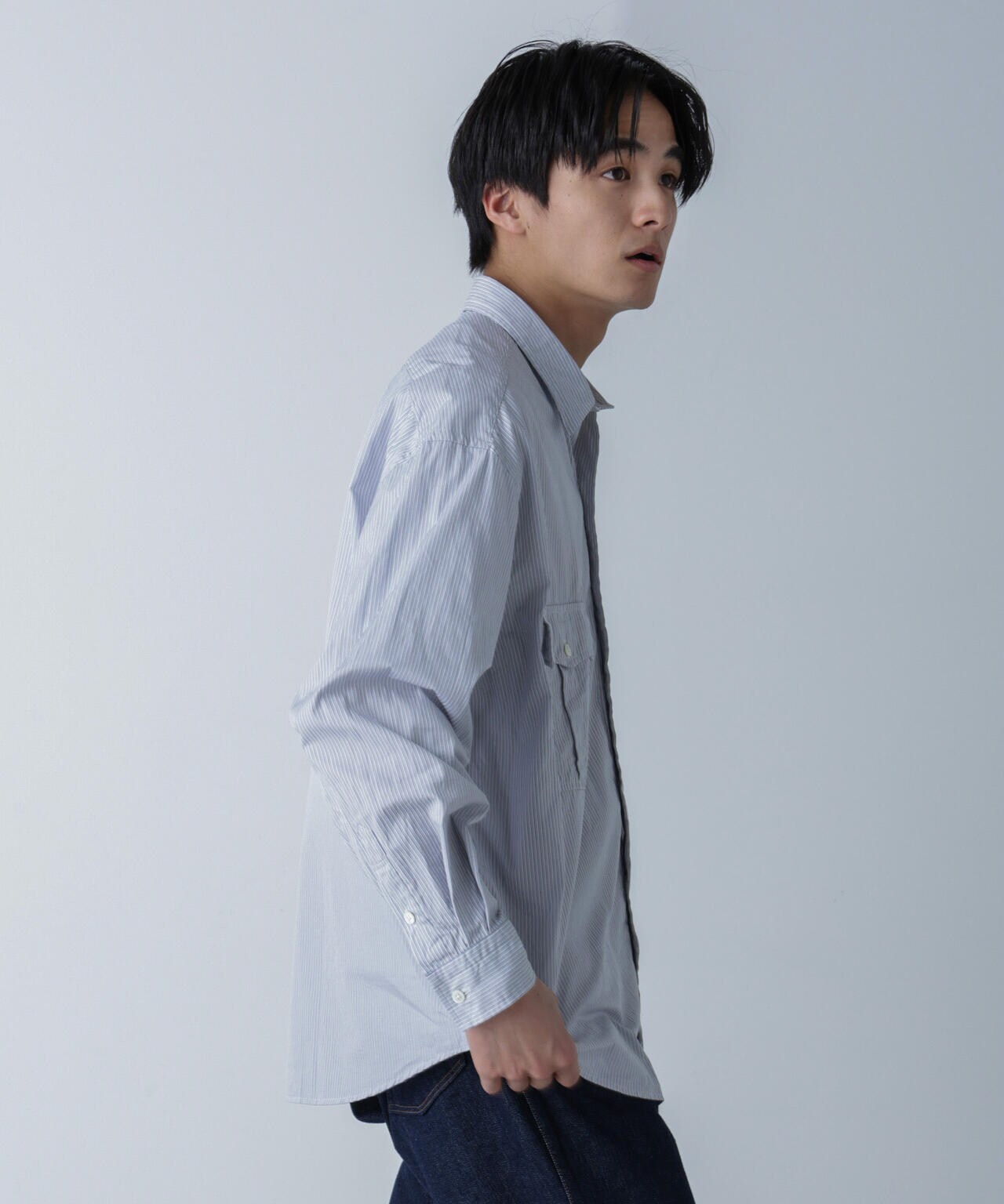 PORTER CLASSIC/ROLL UP STRIPE SHIRT 6704120089