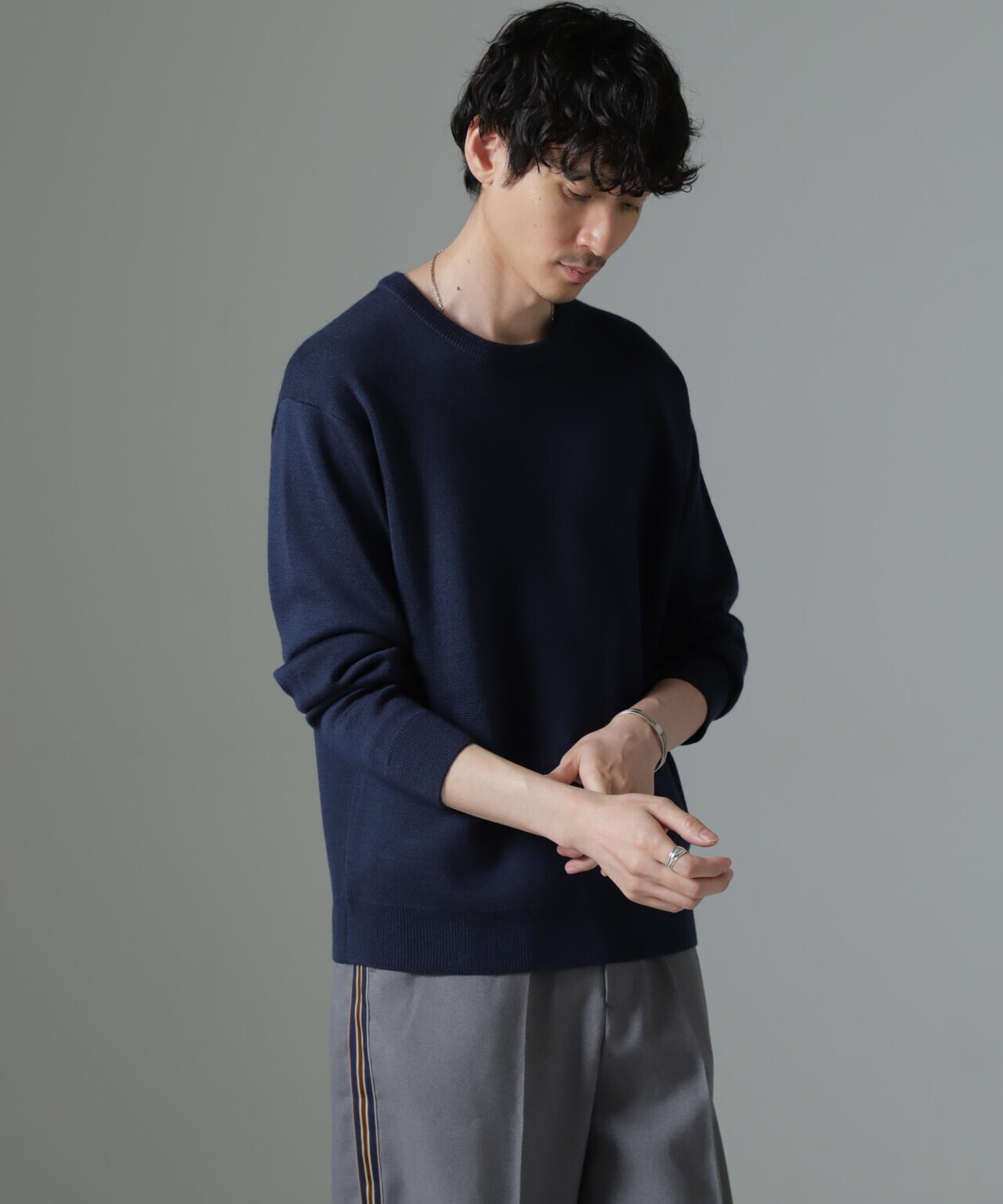 タスマニアミックス ミラノリブリラックスクルーネックニット 6724222211