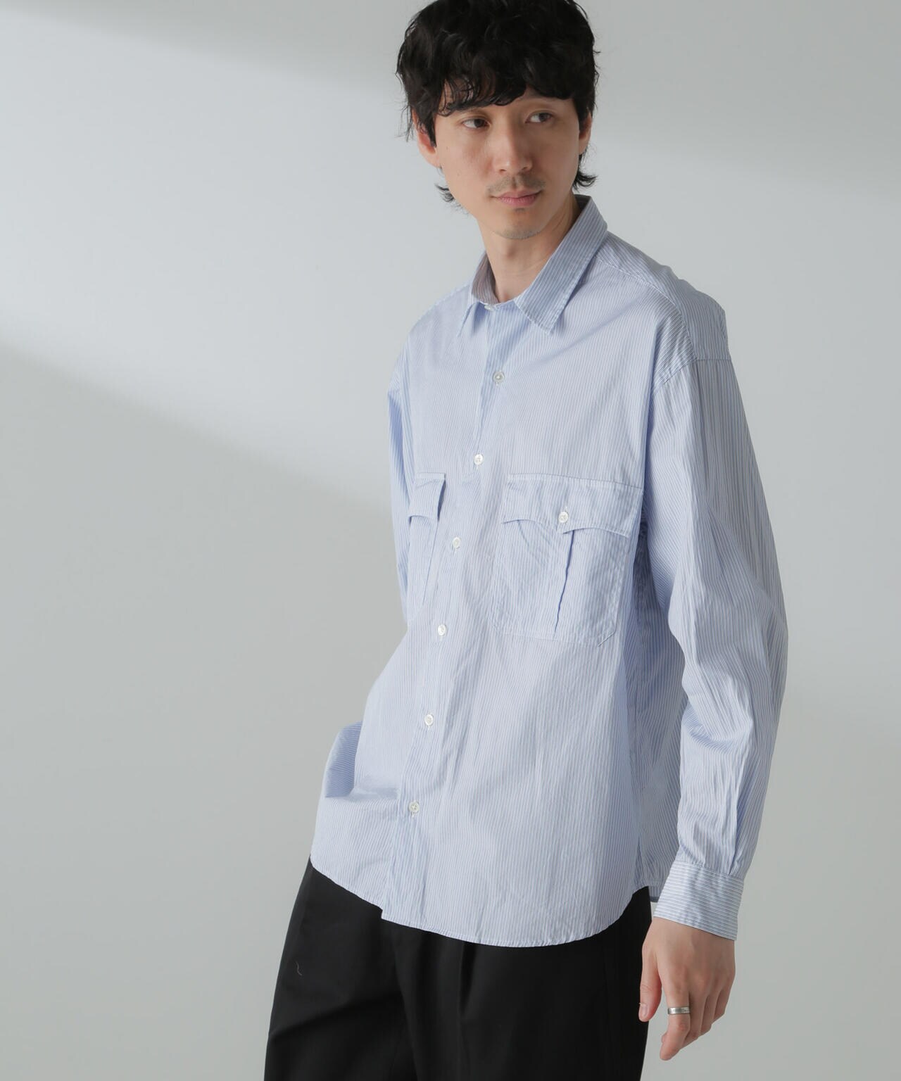 PORTER CLASSIC/ROLL UP STRIPE SHIRT 6704120089
