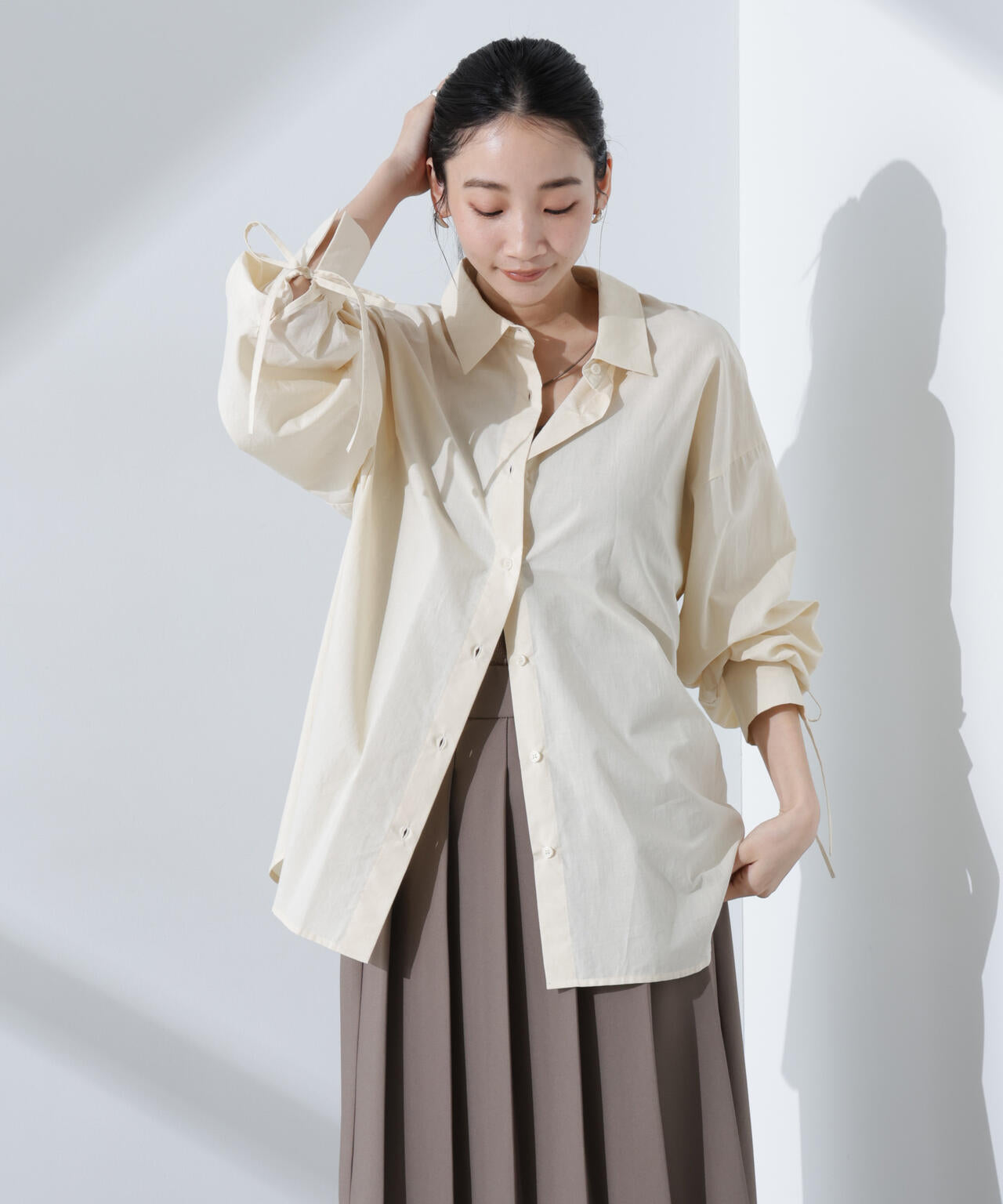 リボンスリーブシャツ 6735120312