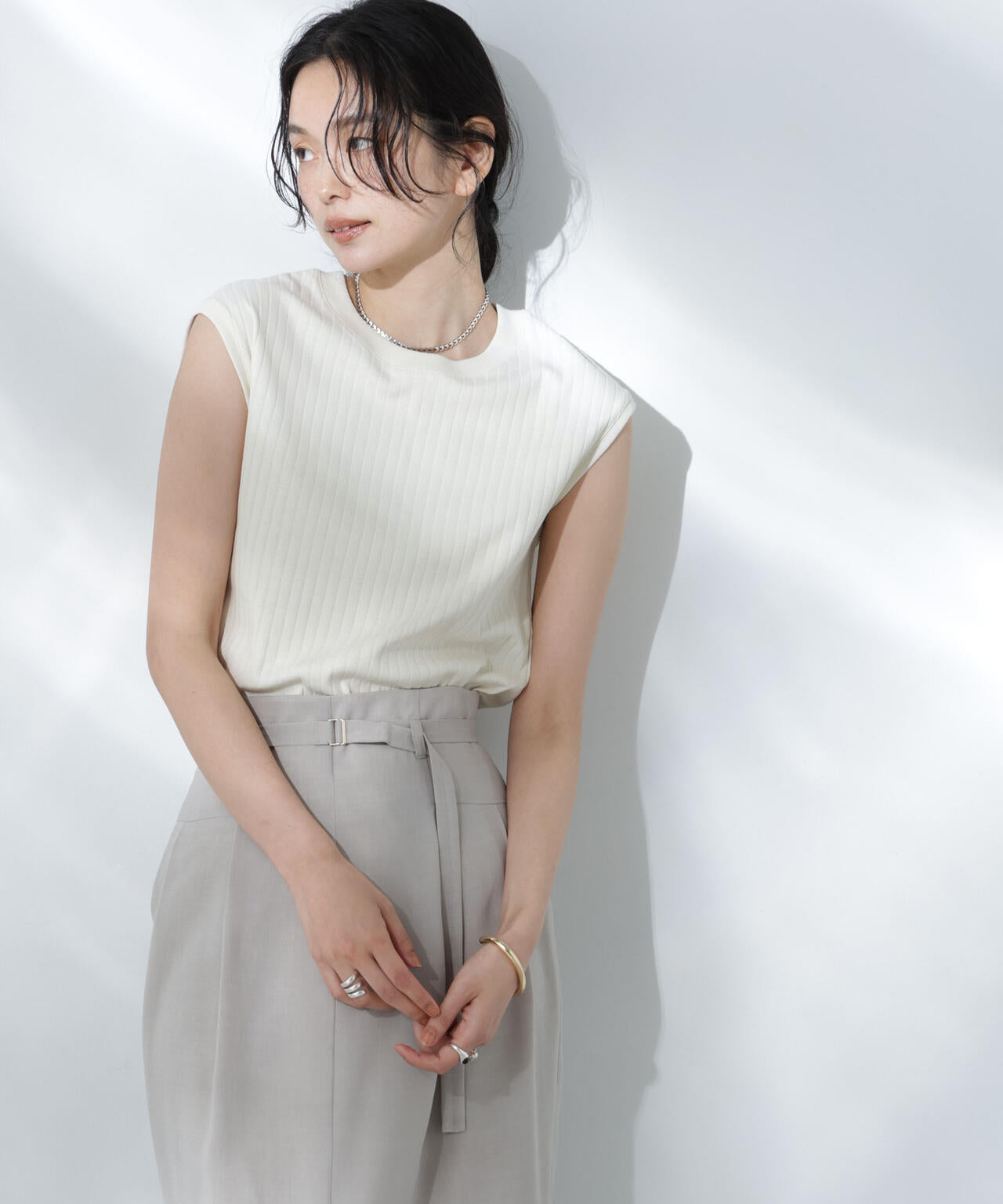 Anti Soaked(R) 汗染み防止リブノースリーブTシャツ(セットアップ可) 6695124305