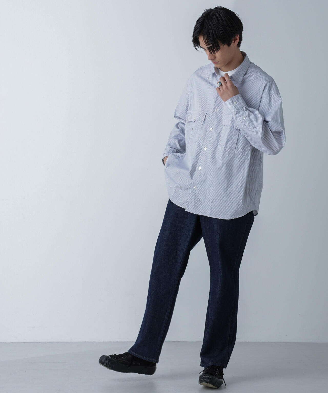 PORTER CLASSIC/ROLL UP STRIPE SHIRT 6704120089
