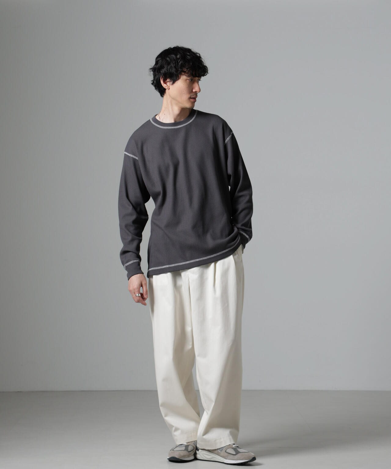 ステッチワッフルTシャツ 長袖 6724223240