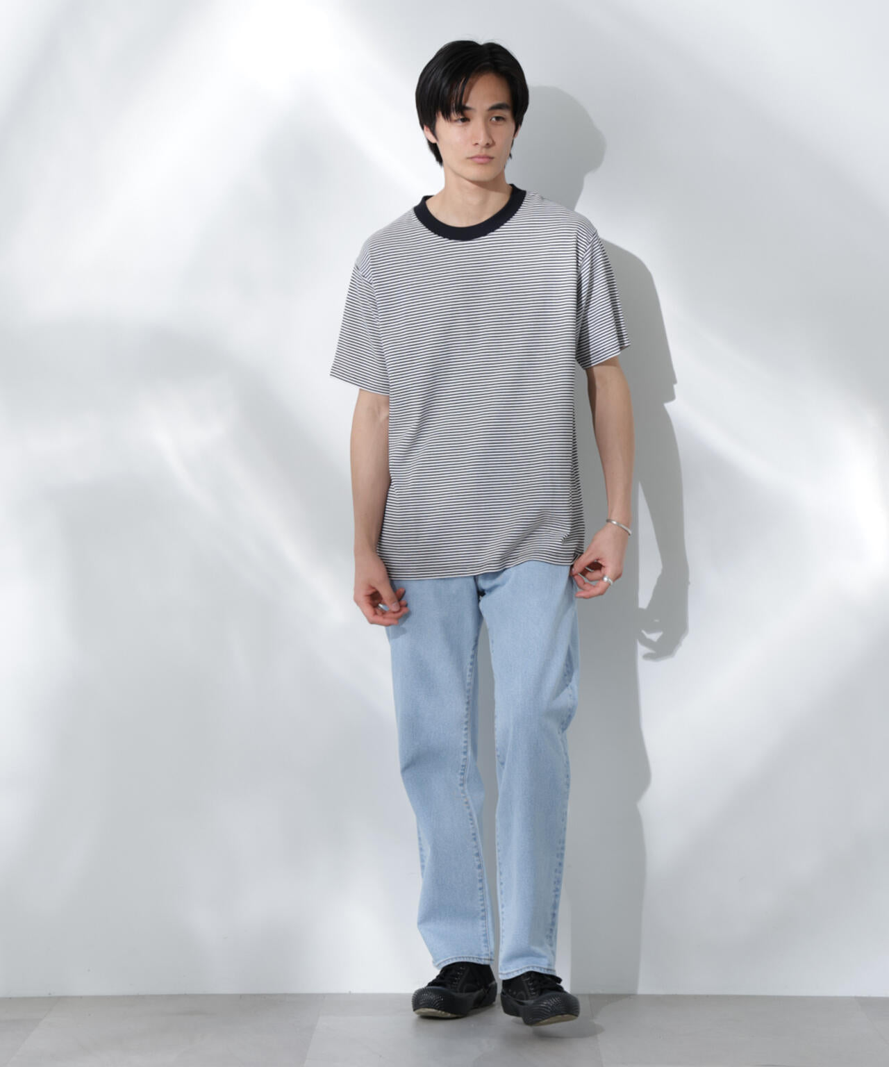 Anti Soaked(R) 汗染み防止 ボーダーミドルシルエットTシャツ 6685124205