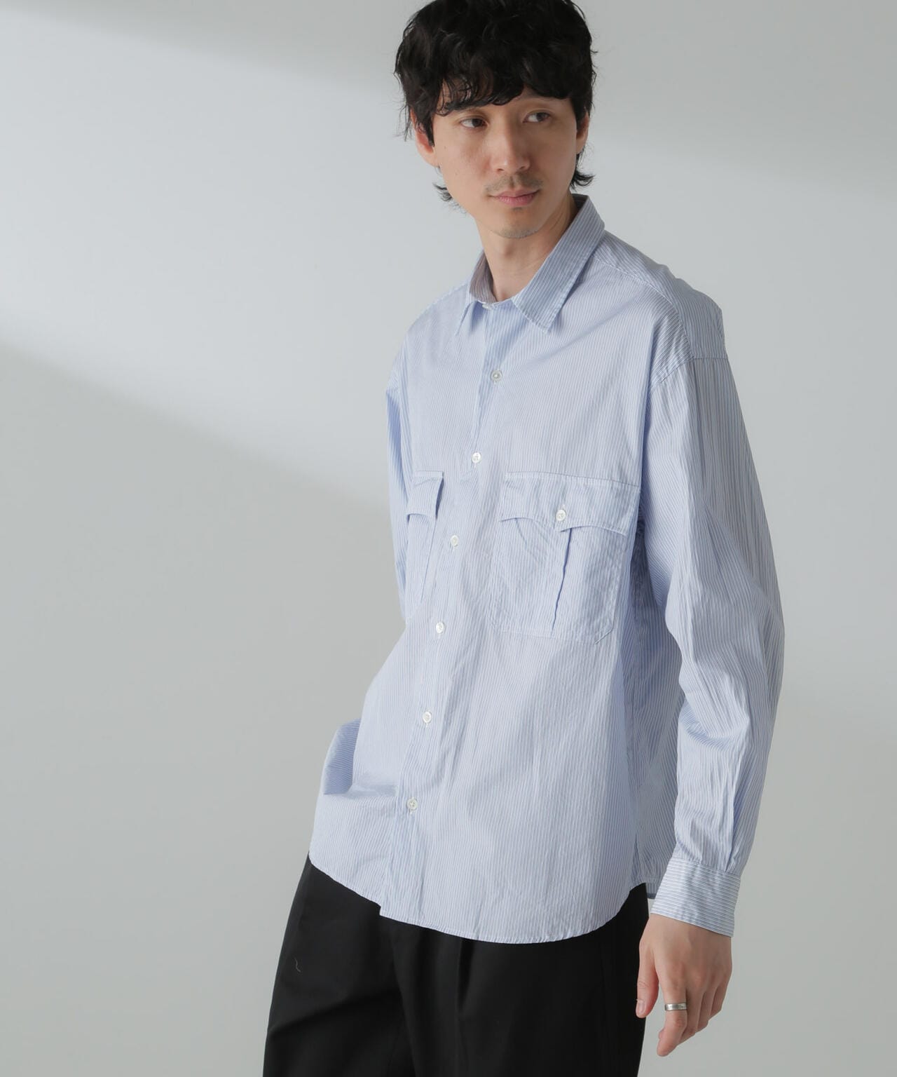 PORTER CLASSIC/ROLL UP STRIPE SHIRT 6704120089