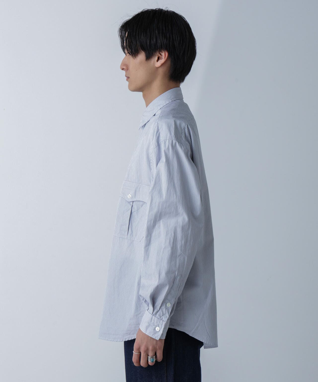 PORTER CLASSIC/ROLL UP STRIPE SHIRT 6704120089