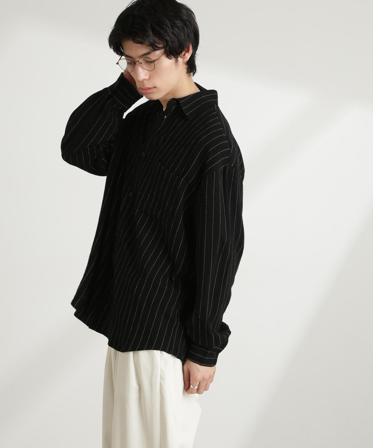 WEB限定/ピンストライプレギュラーカラーシャツ 長袖 6725120209