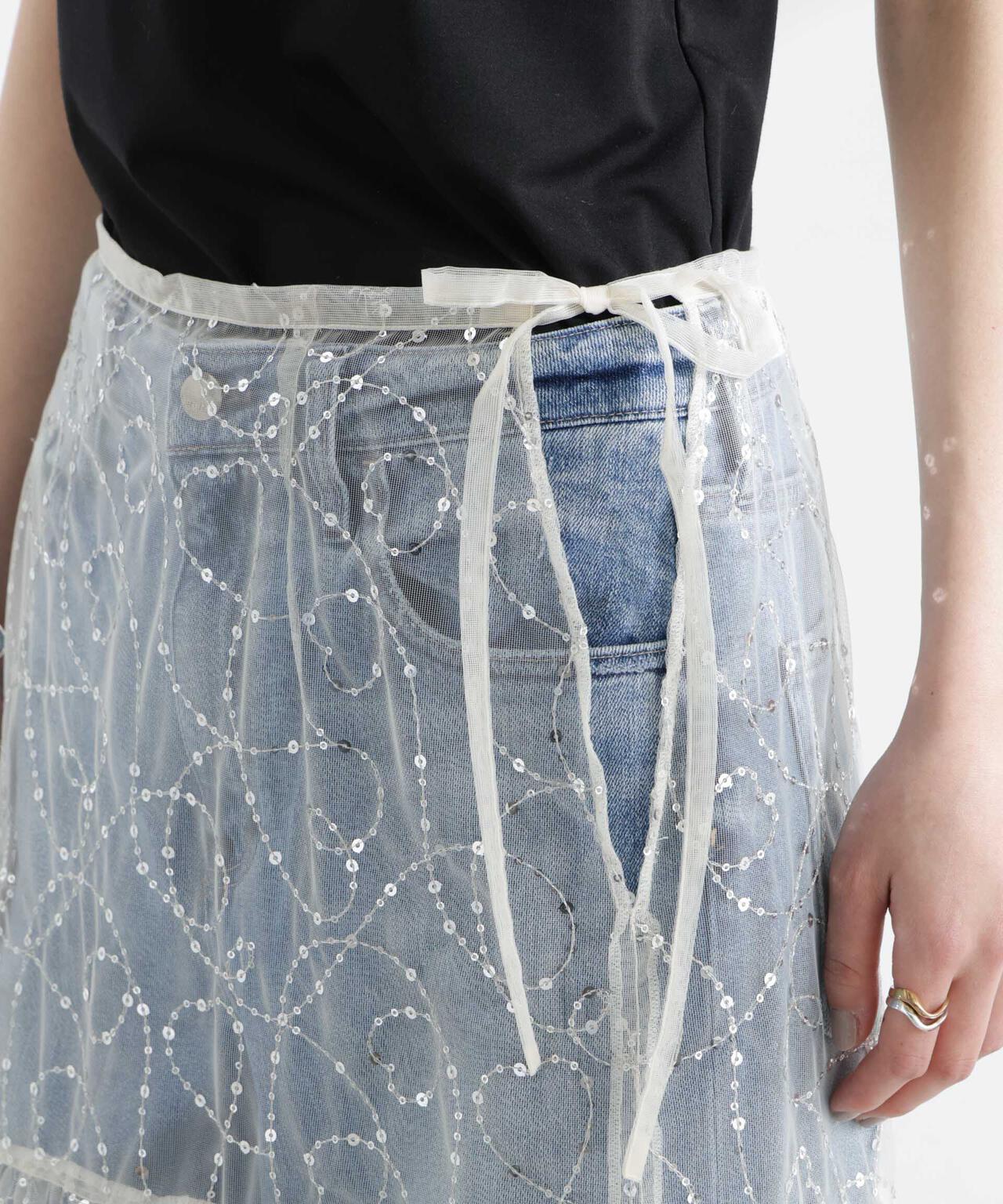 Sara mallika/SHINY SEQUIN EMBROIDERY SKIRT 6715130014