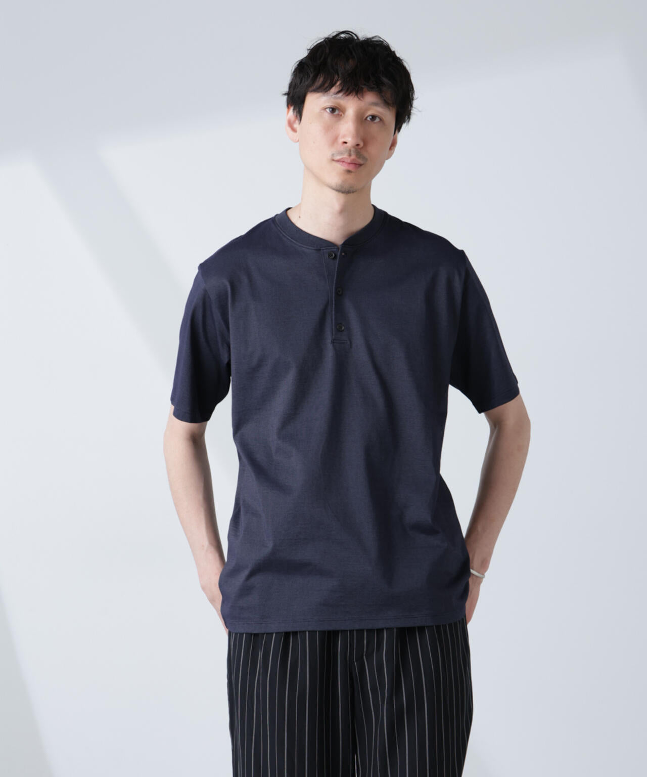 ソラーロライトストレッチヘンリーネックTシャツ(セットアップ可) 6685124237