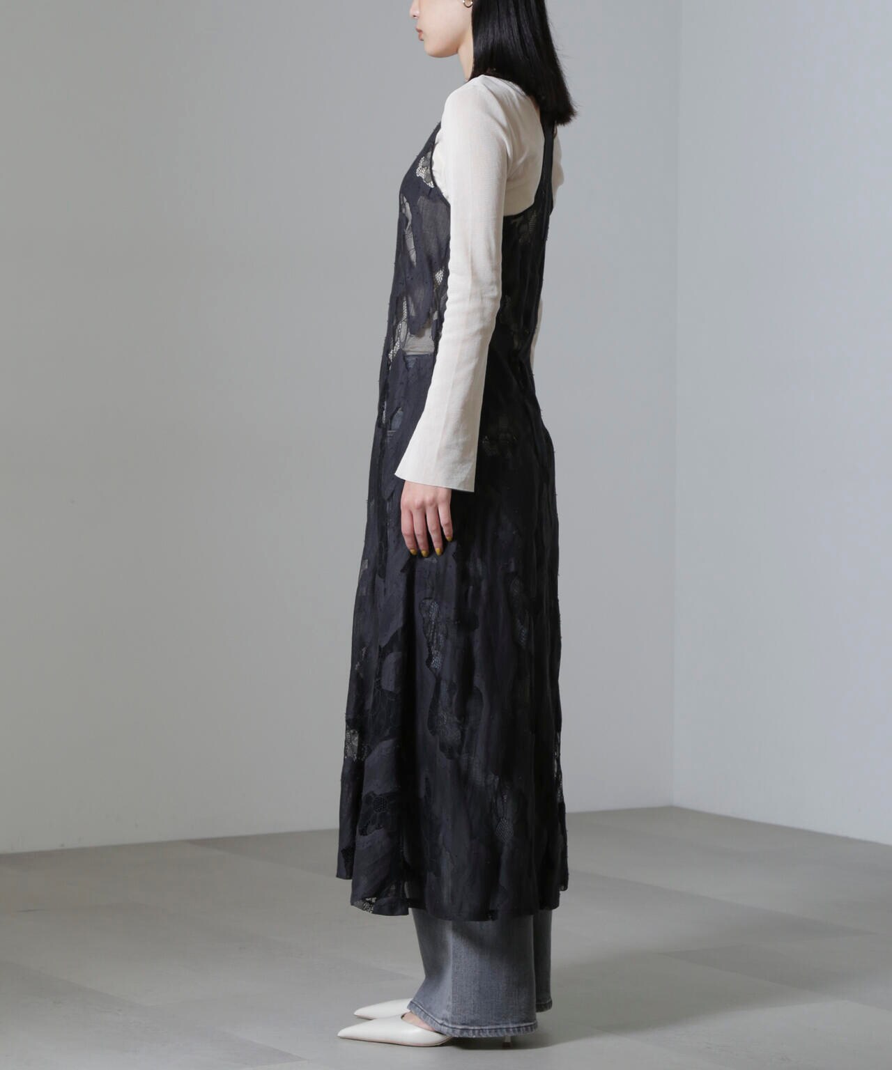 ESTHE/Sheer Lace Slip Dress 6714219022