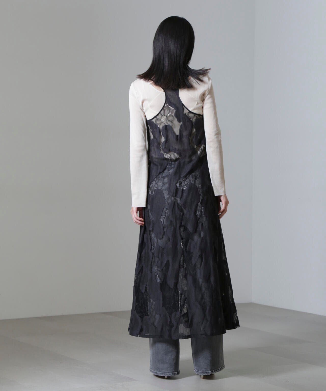 ESTHE/Sheer Lace Slip Dress 6714219022