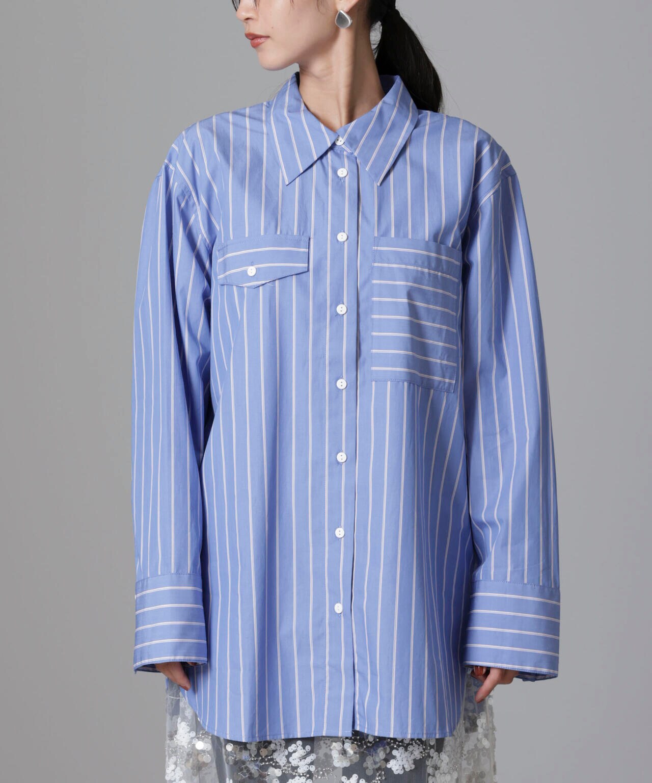 Baum und Pferdgarten/Striped Cotton Poplin シャツ 6714220012