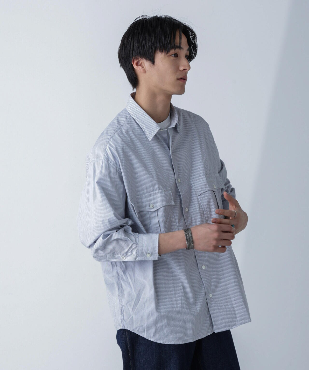 PORTER CLASSIC/ROLL UP STRIPE SHIRT 6704120089