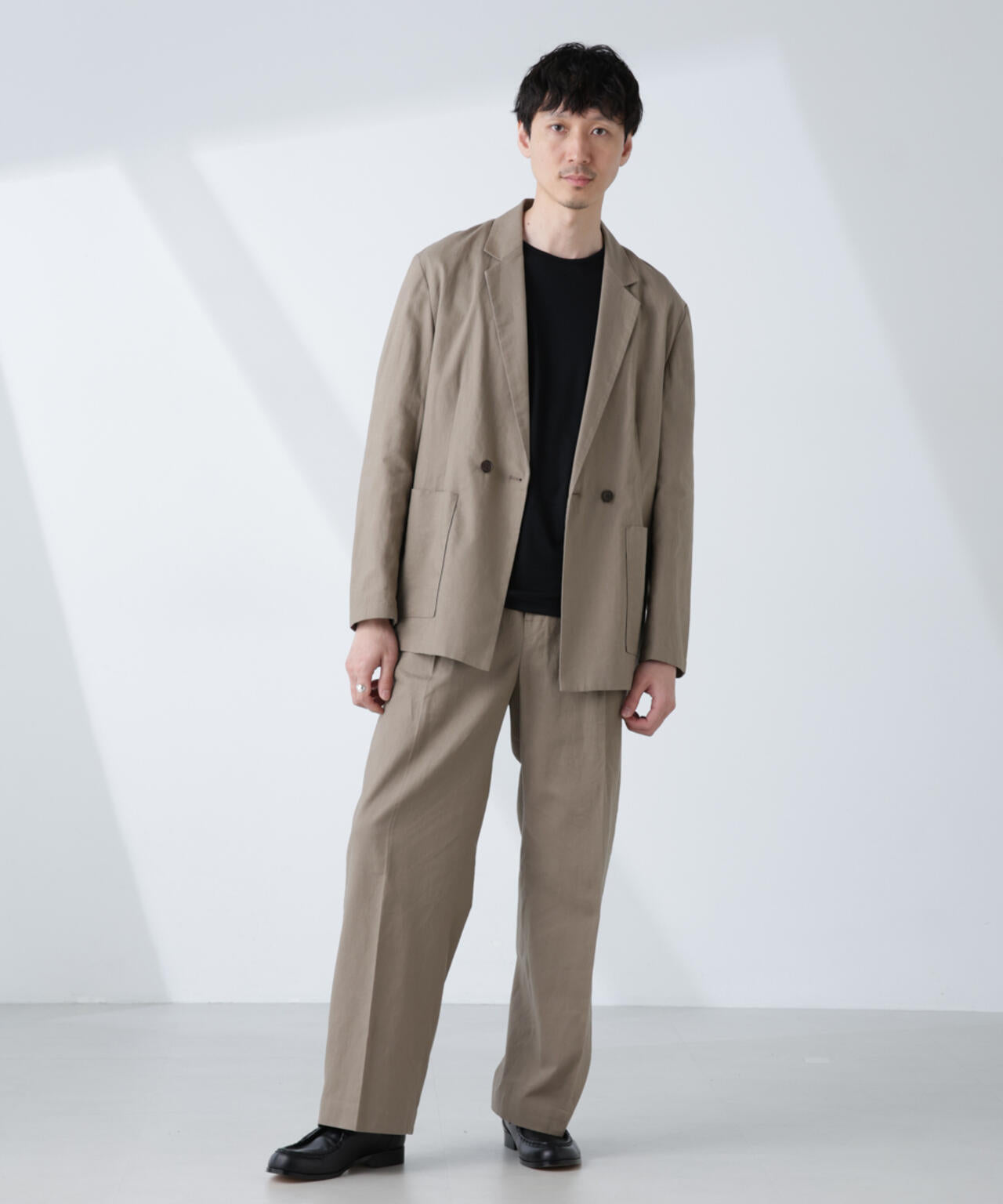 「BELGIUM LINEN FABRICS」リネンコットンストレートパンツ(セットアップ可) 6685127221