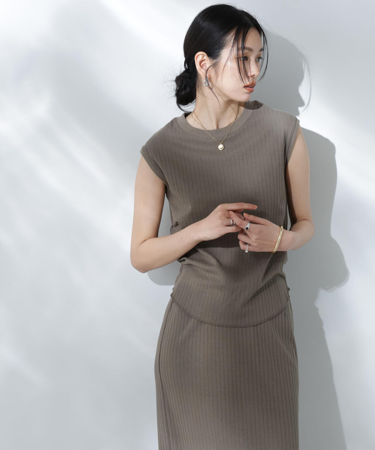 Anti Soaked(R) 汗染み防止リブノースリーブTシャツ(セットアップ可) 6695124305