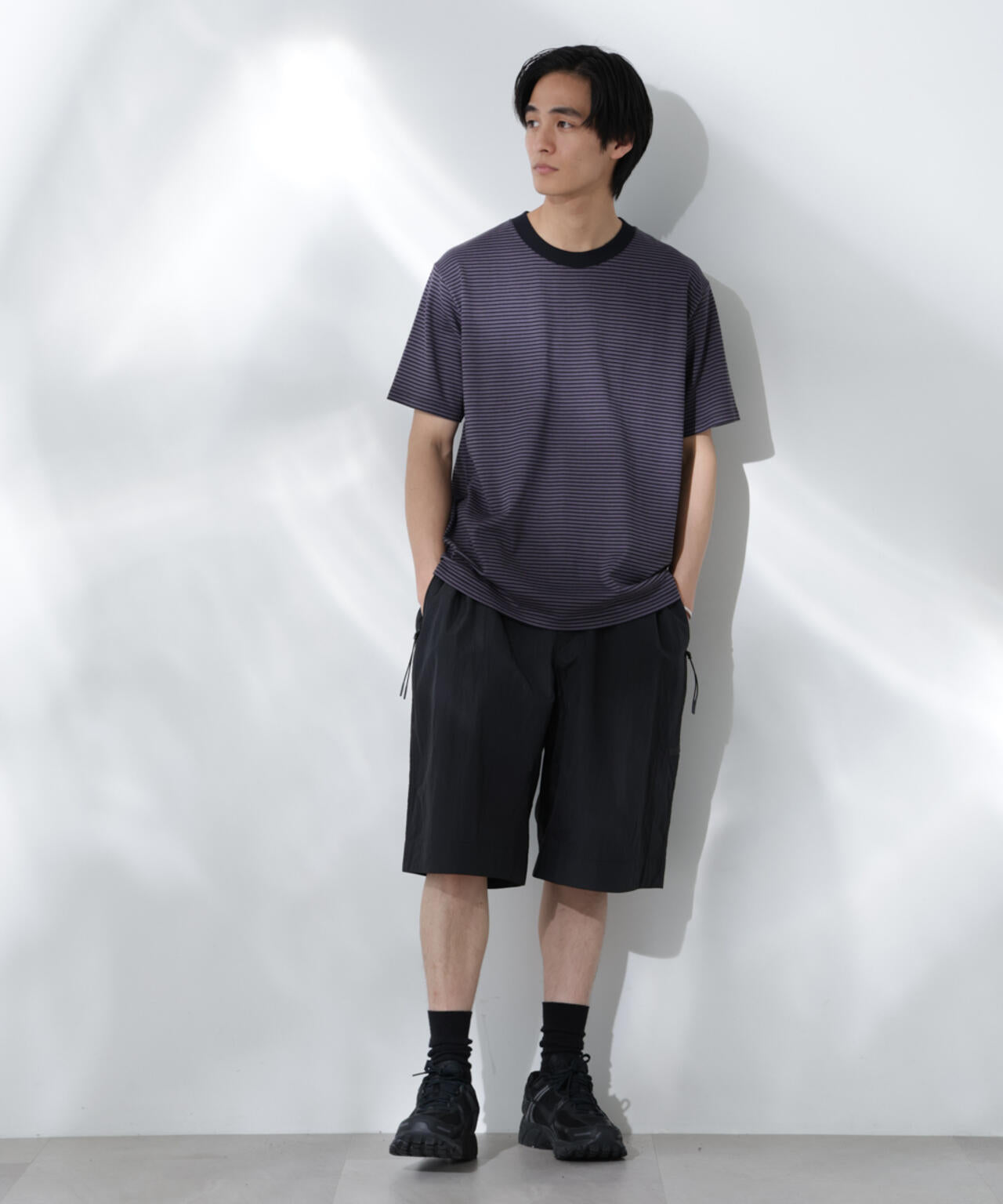 Anti Soaked(R) 汗染み防止 ボーダーミドルシルエットTシャツ 6685124205