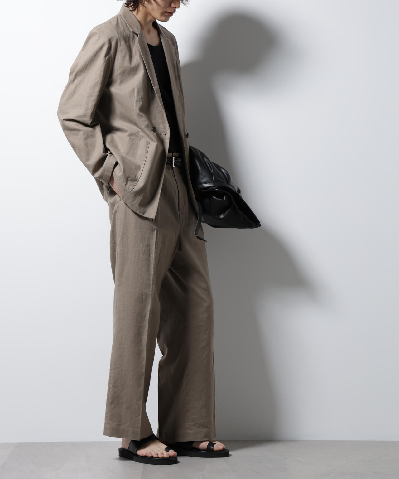 「BELGIUM LINEN FABRICS」リネンコットンストレートパンツ(セットアップ可) 6685127221