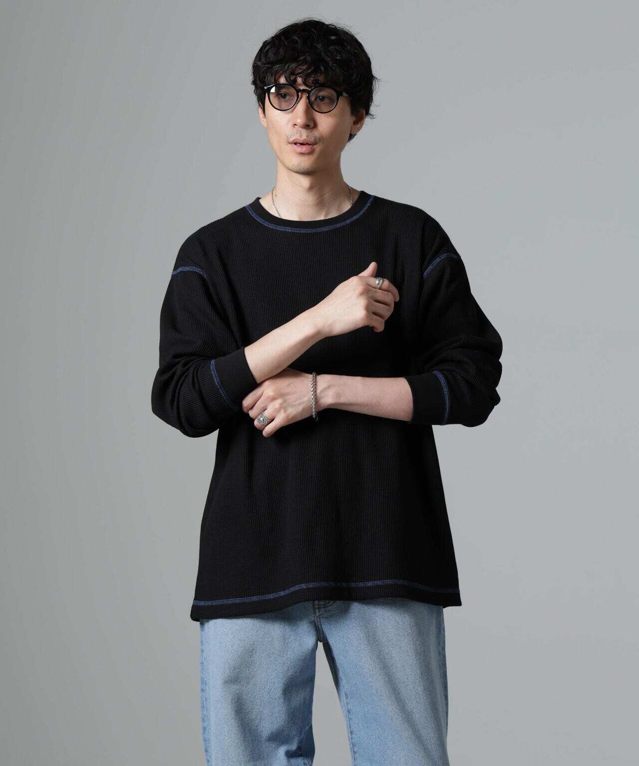 ステッチワッフルTシャツ 長袖 6724223240