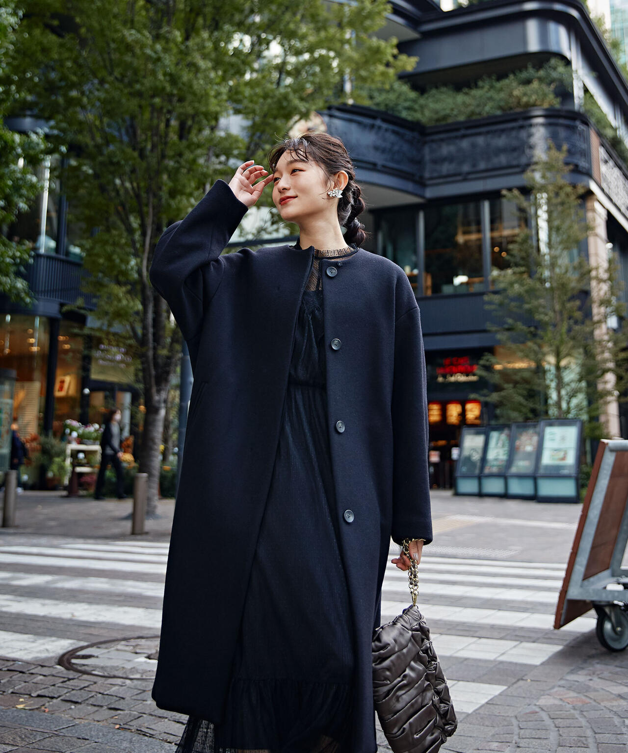 LB.03/BELLANDIノーカラーエッグコート 6692211304