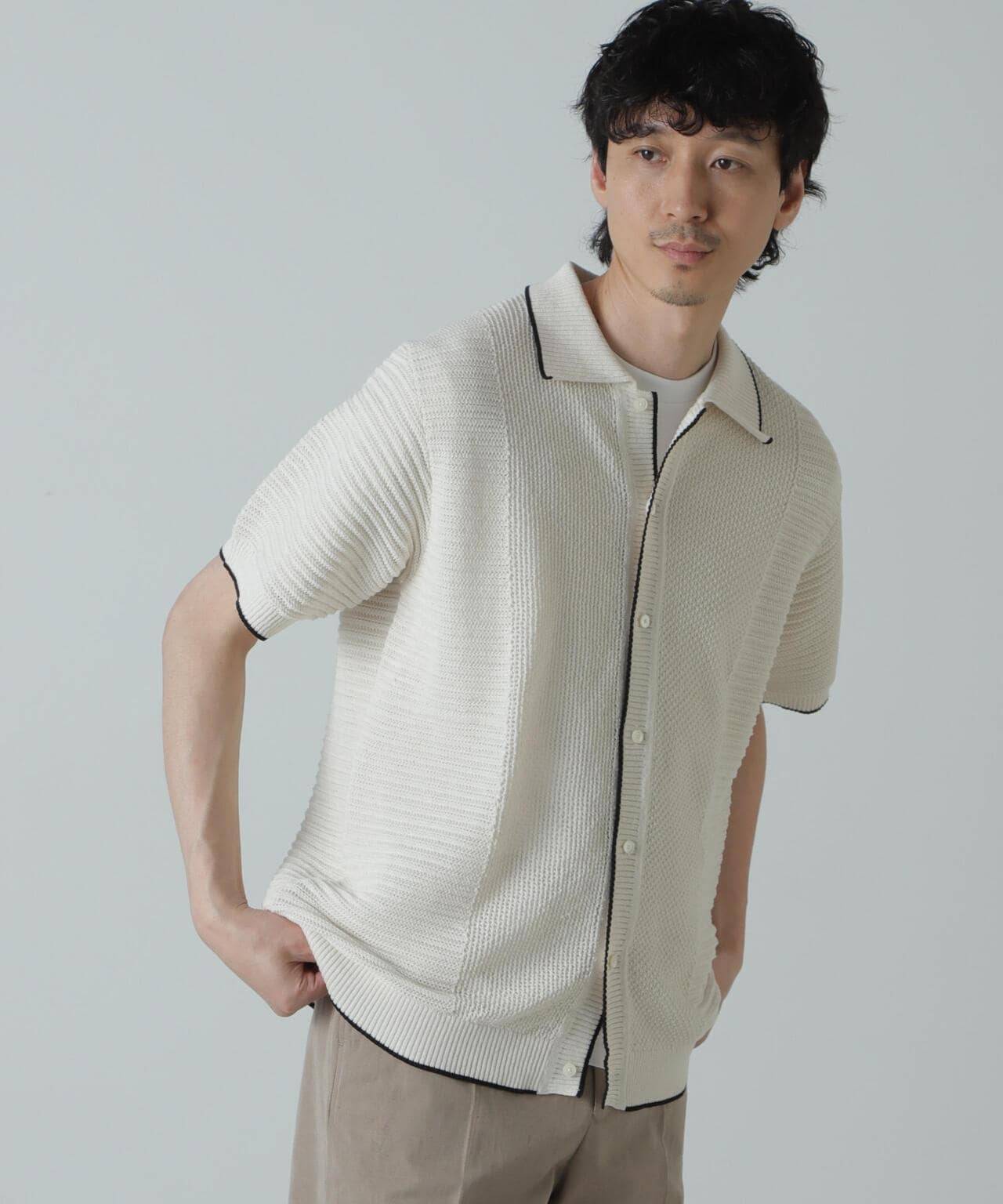 AB.ギマアイレット柄ニットブザムシャツ 6684122220