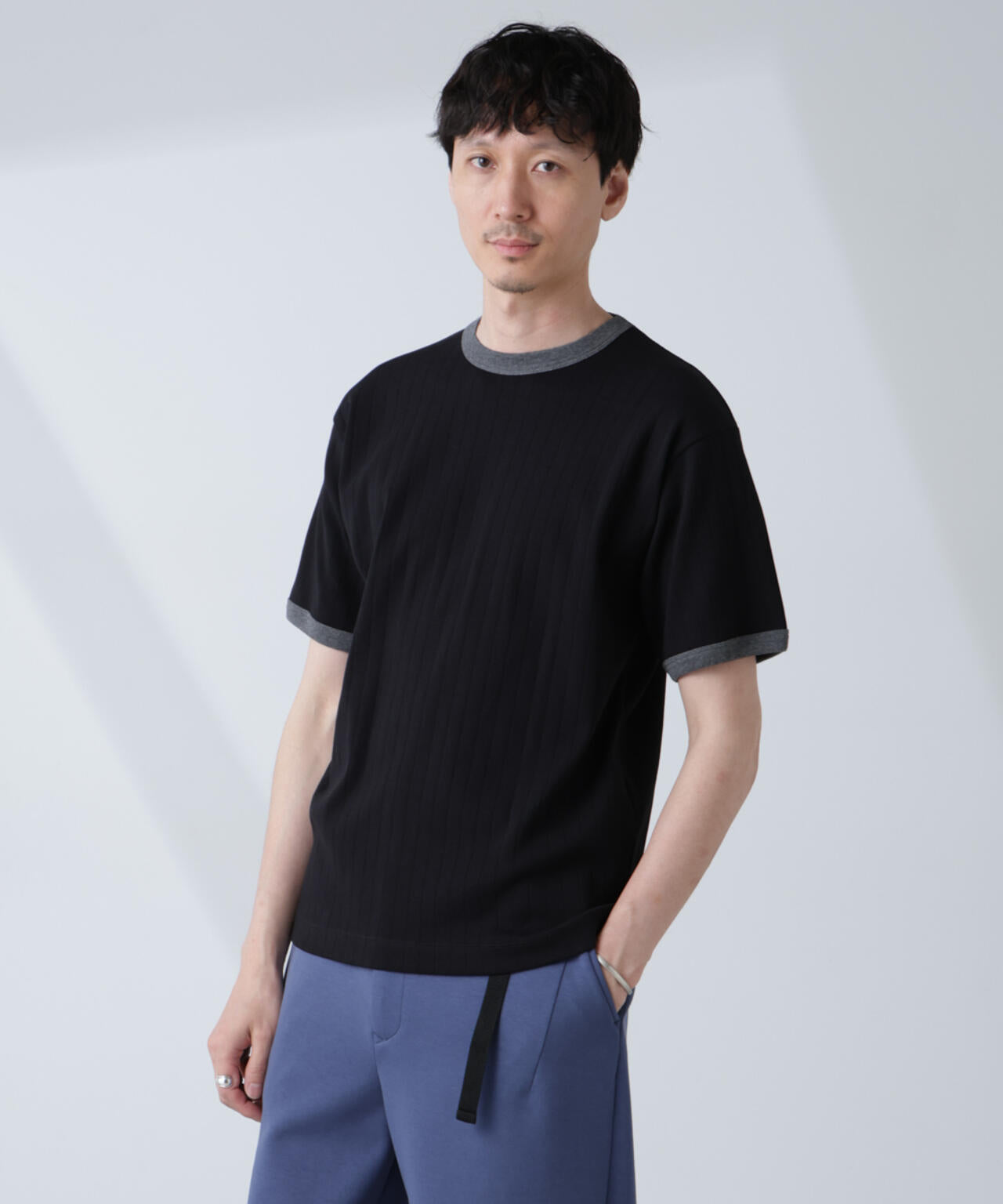 「NJ/CLUB」 針抜きリンガーTシャツ 6685124226