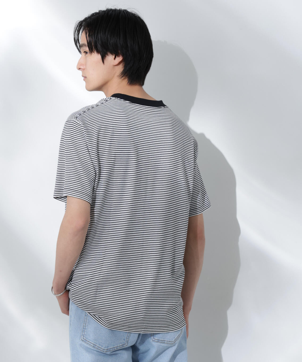 Anti Soaked(R) 汗染み防止 ボーダーミドルシルエットTシャツ 6685124205