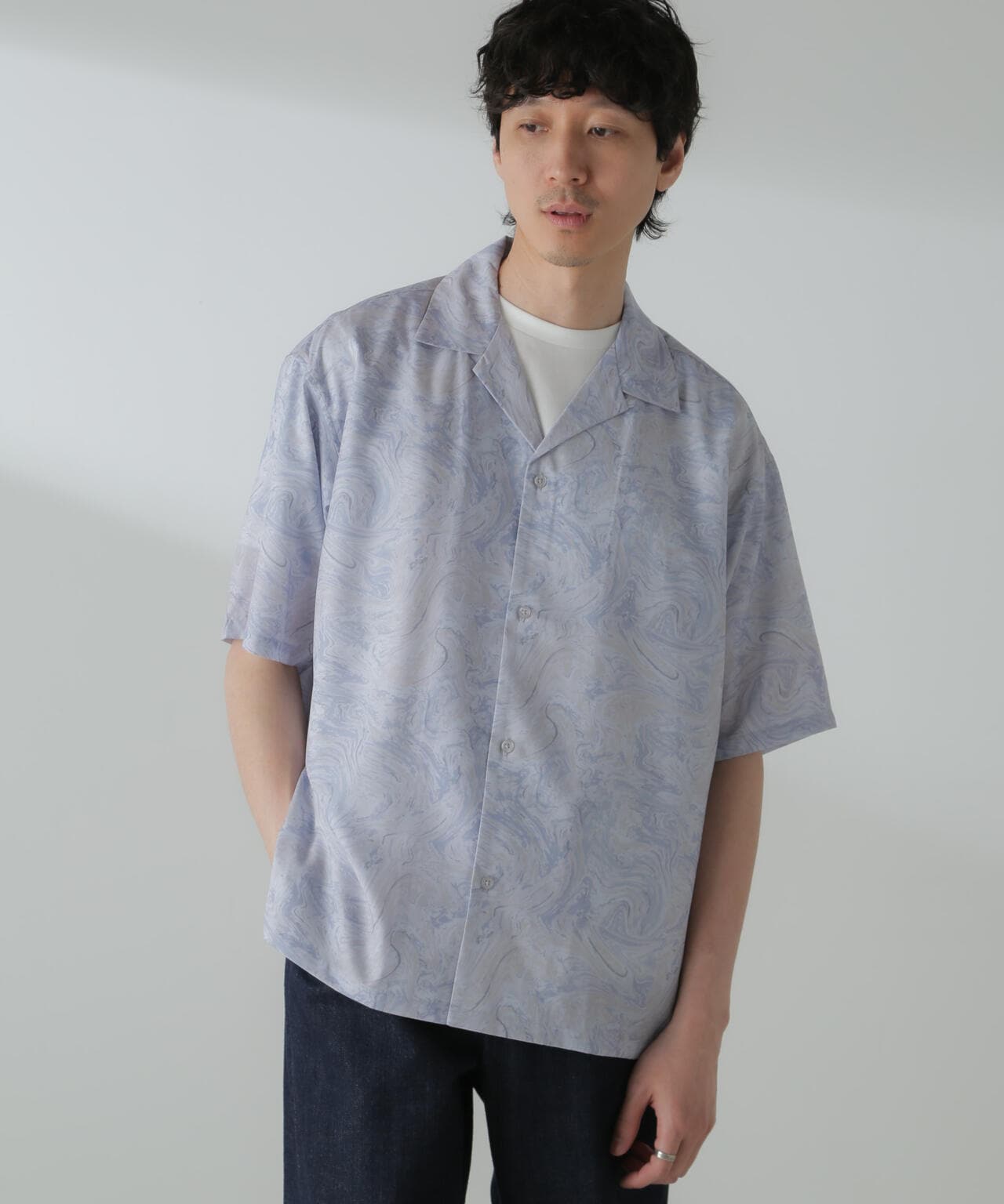 オリジナルパターンドレープシャツ 半袖 6724121211