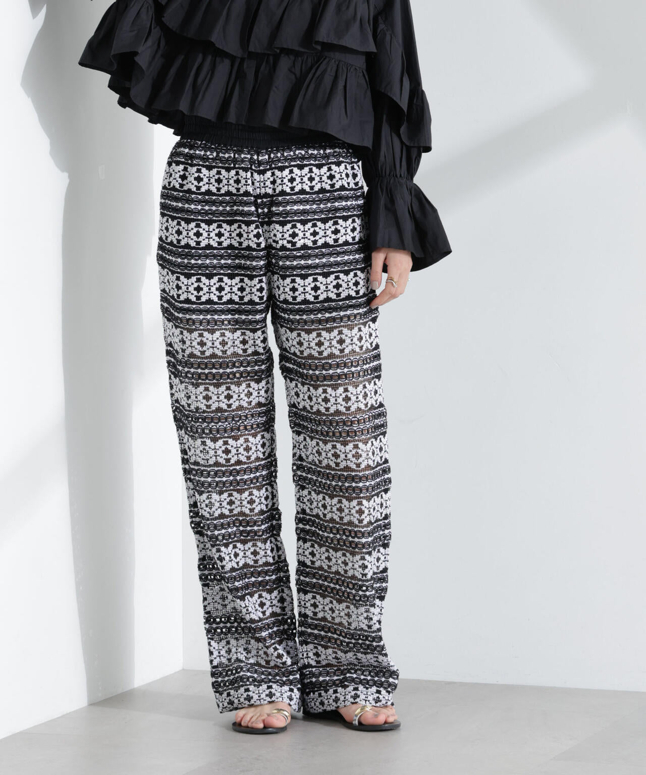 Sara mallika/COTTON BORDER LACE PANTS 6715127046