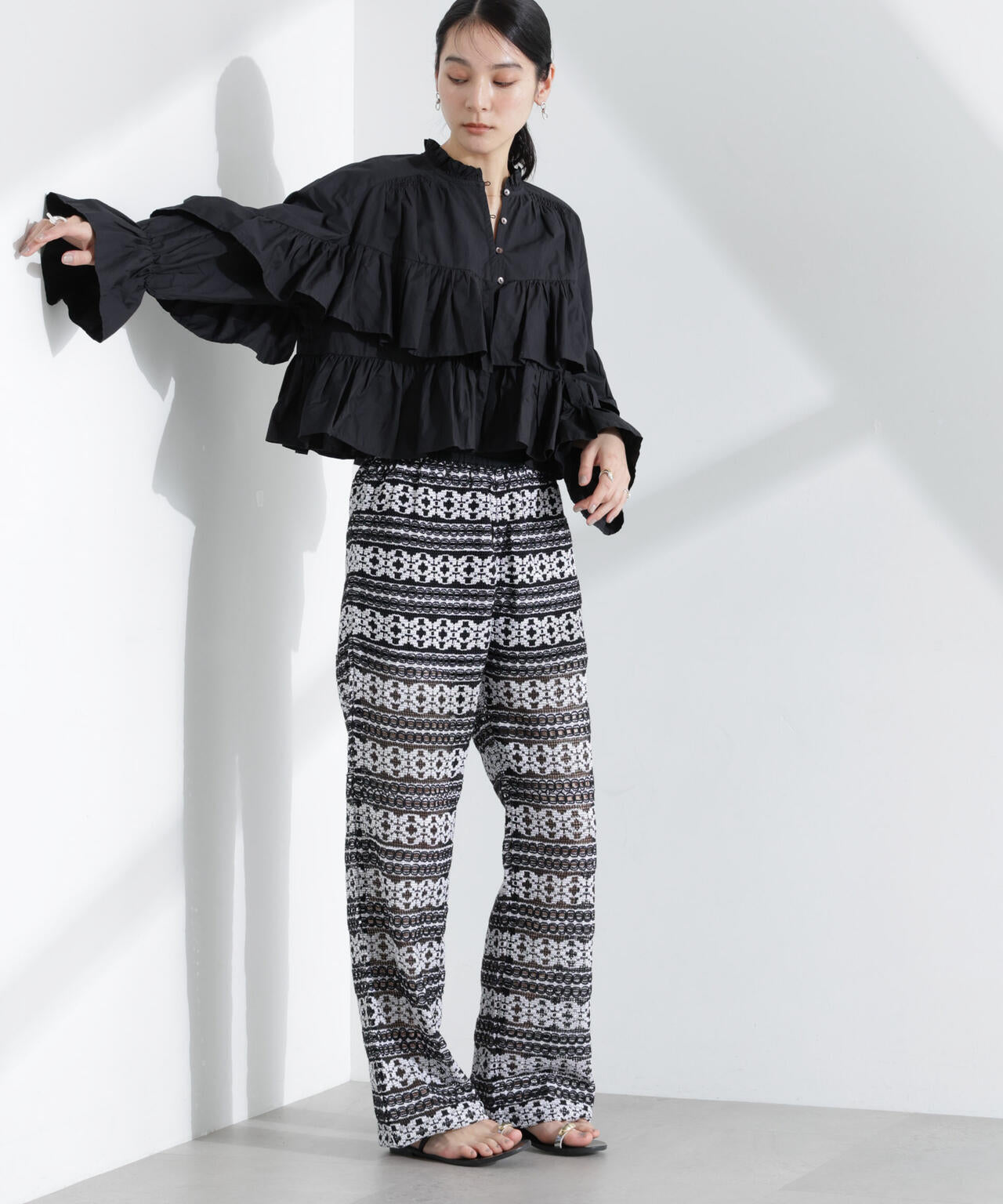 Sara mallika/COTTON BORDER LACE PANTS 6715127046