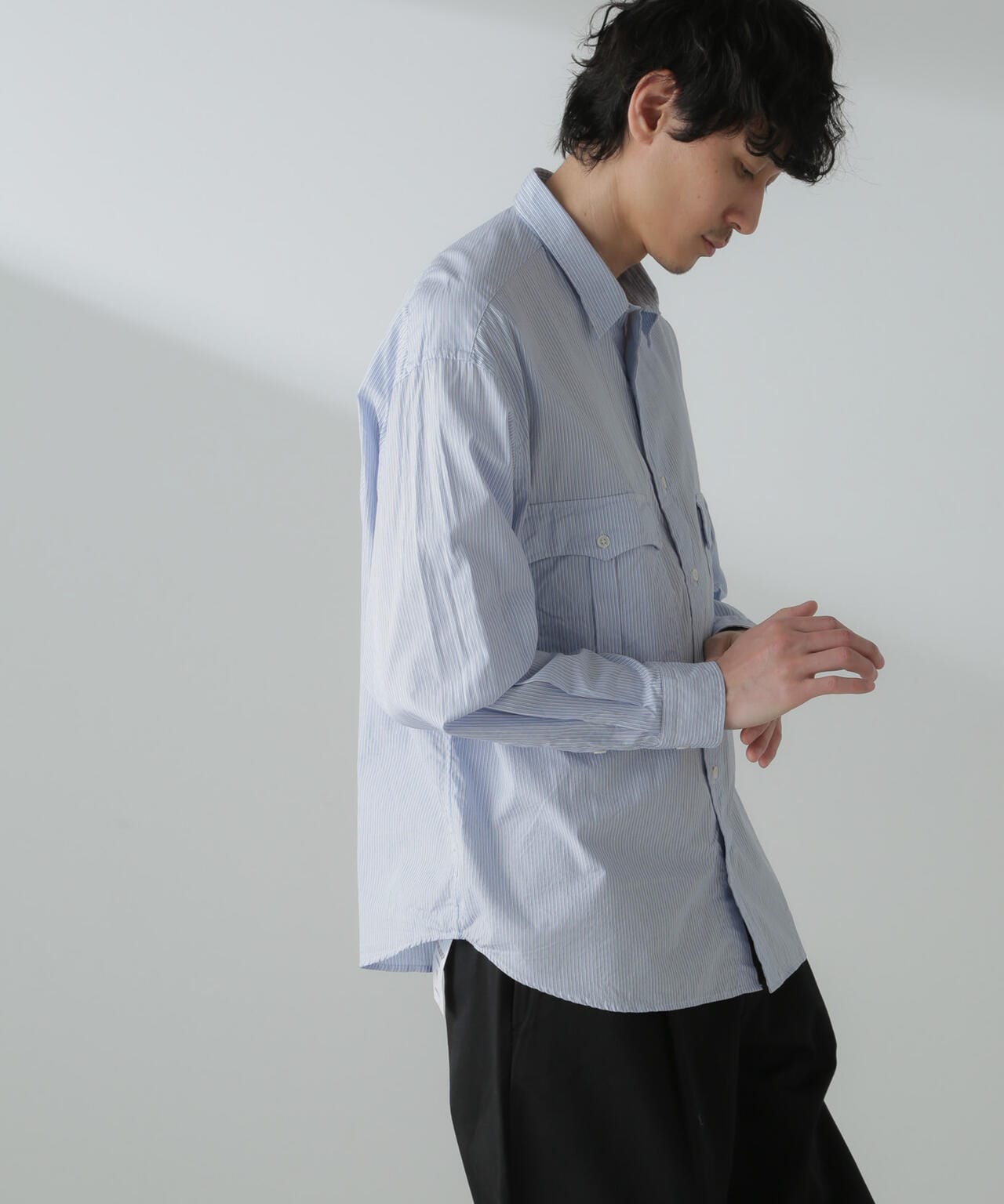 PORTER CLASSIC/ROLL UP STRIPE SHIRT 6704120089