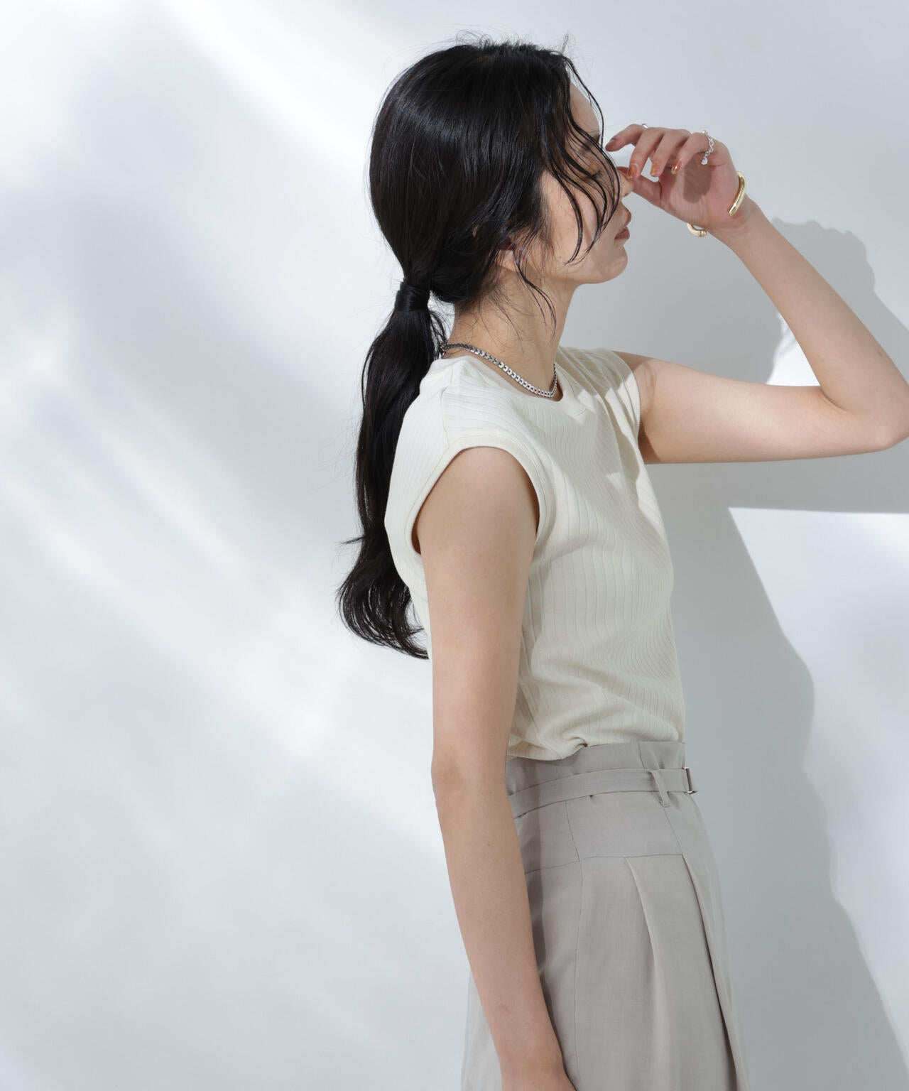 Anti Soaked(R) 汗染み防止リブノースリーブTシャツ(セットアップ可) 6695124305