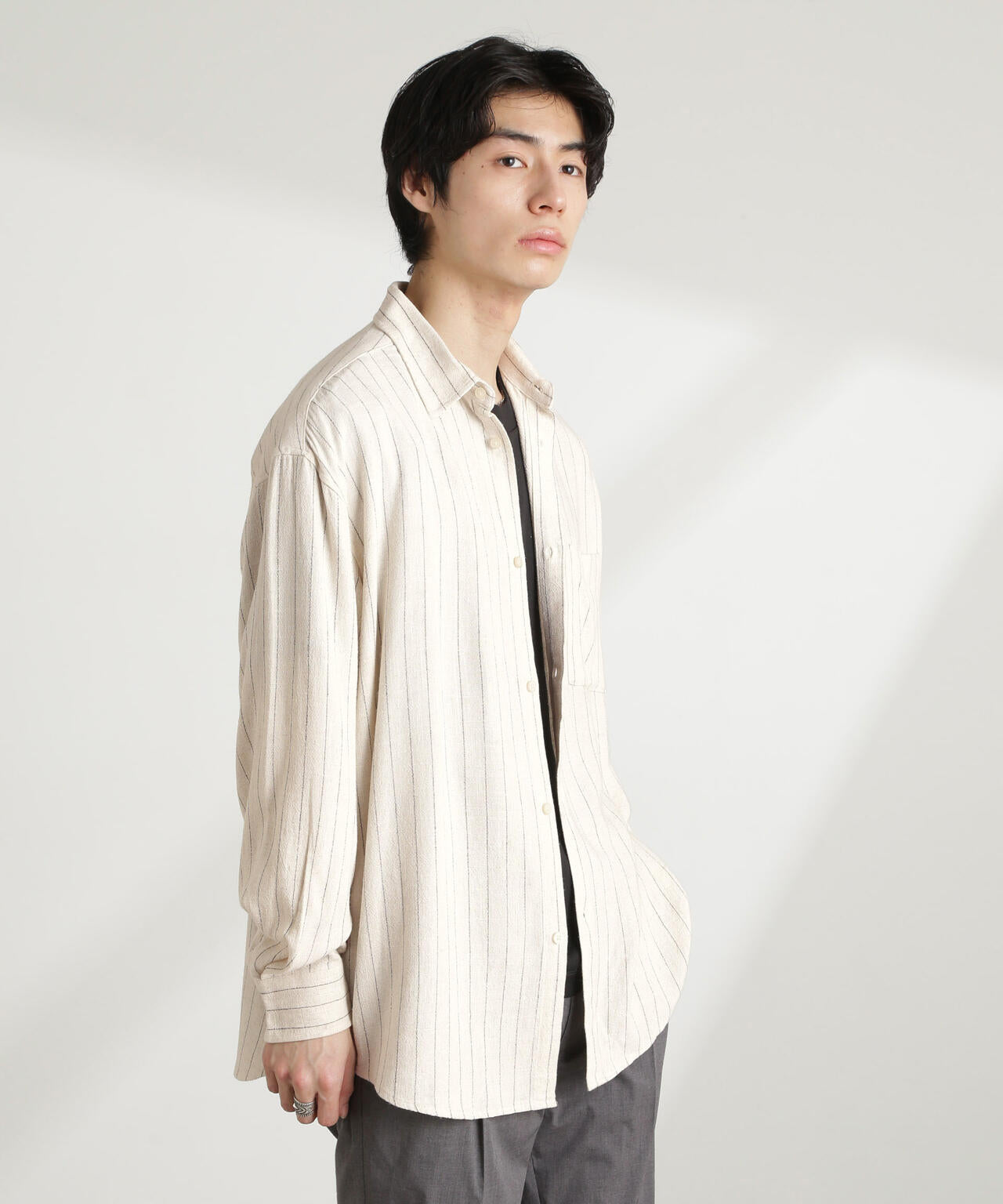 WEB限定/ピンストライプレギュラーカラーシャツ 長袖 6725120209