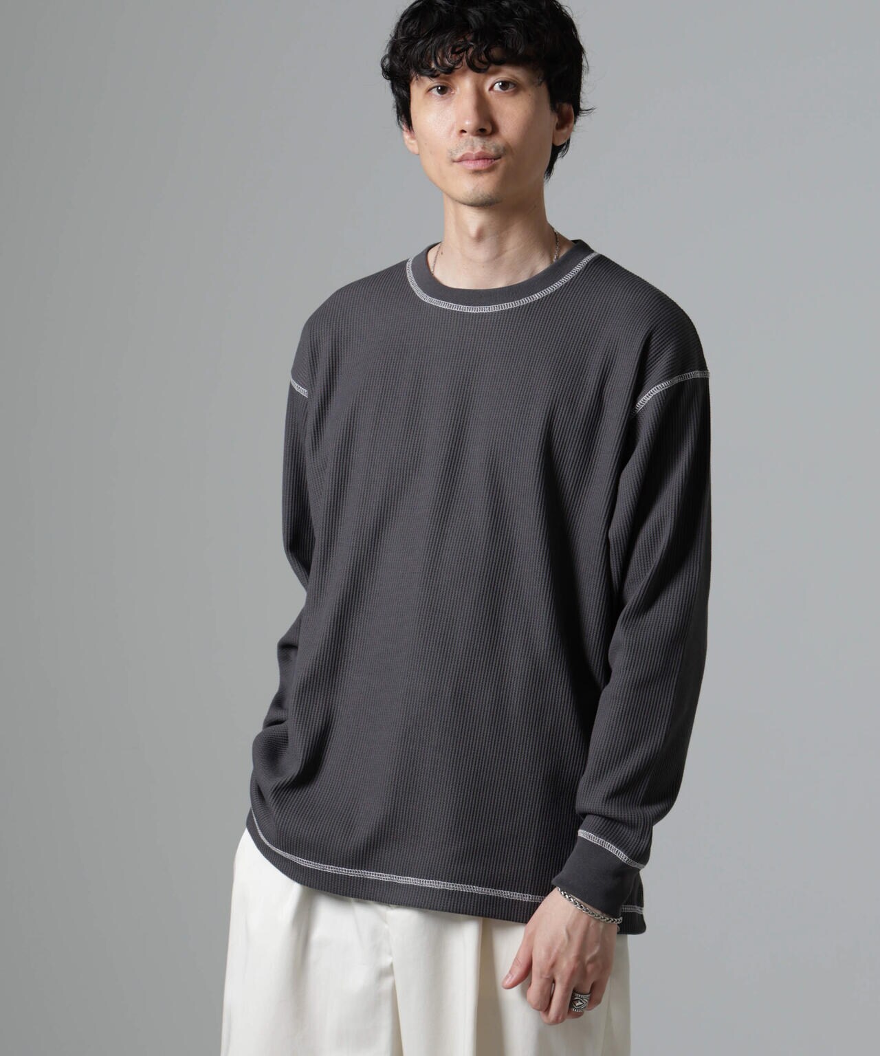 ステッチワッフルTシャツ 長袖 6724223240
