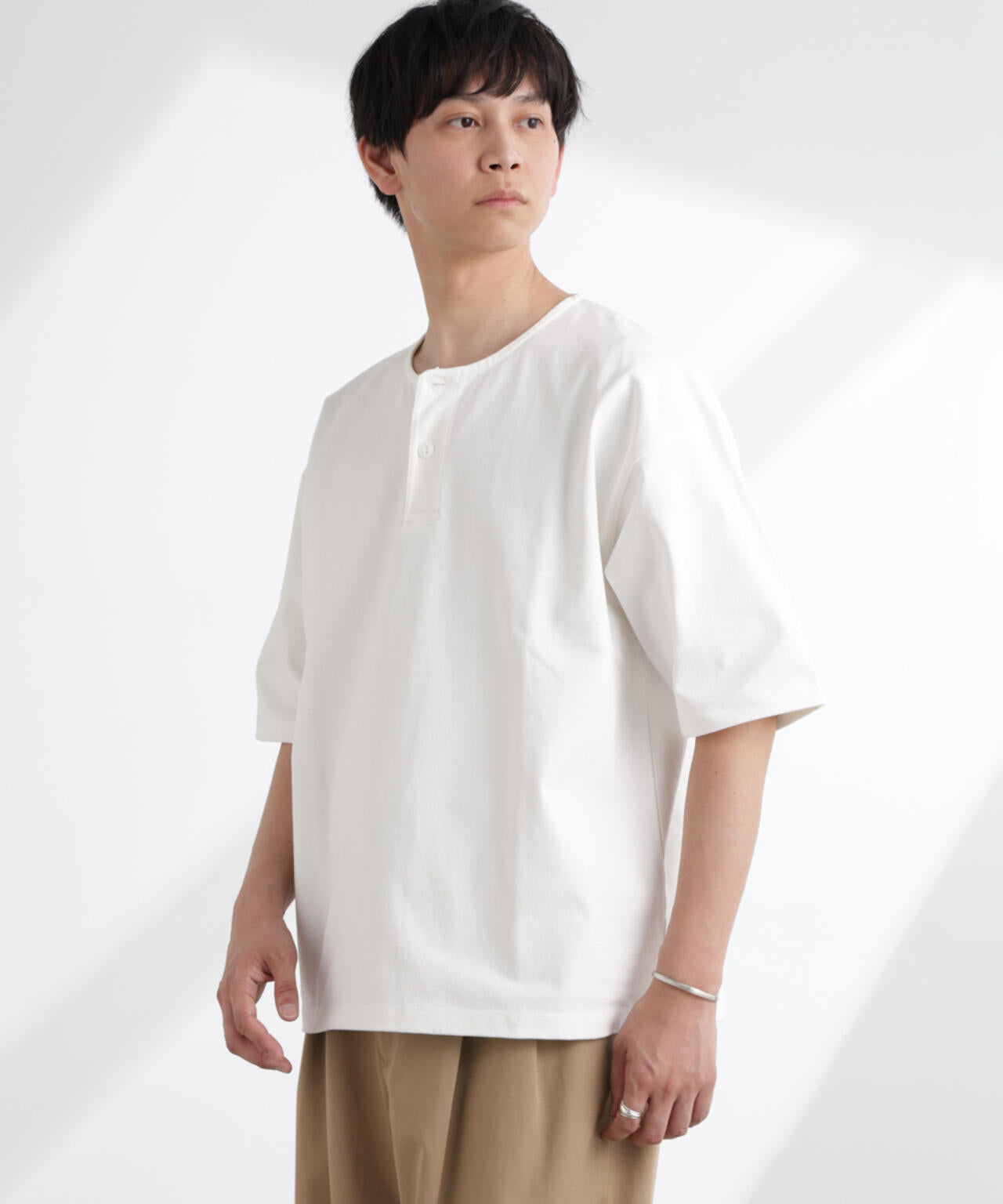 ヘビーオンスワイドヘンリーネックTシャツ 半袖 6725124227