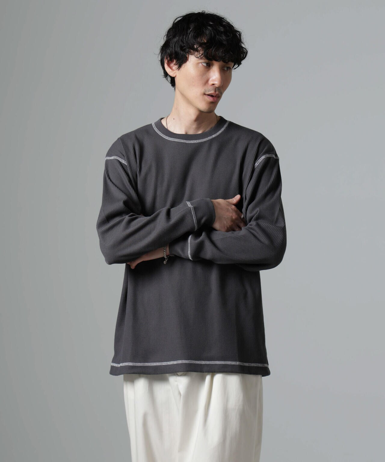 ステッチワッフルTシャツ 長袖 6724223240
