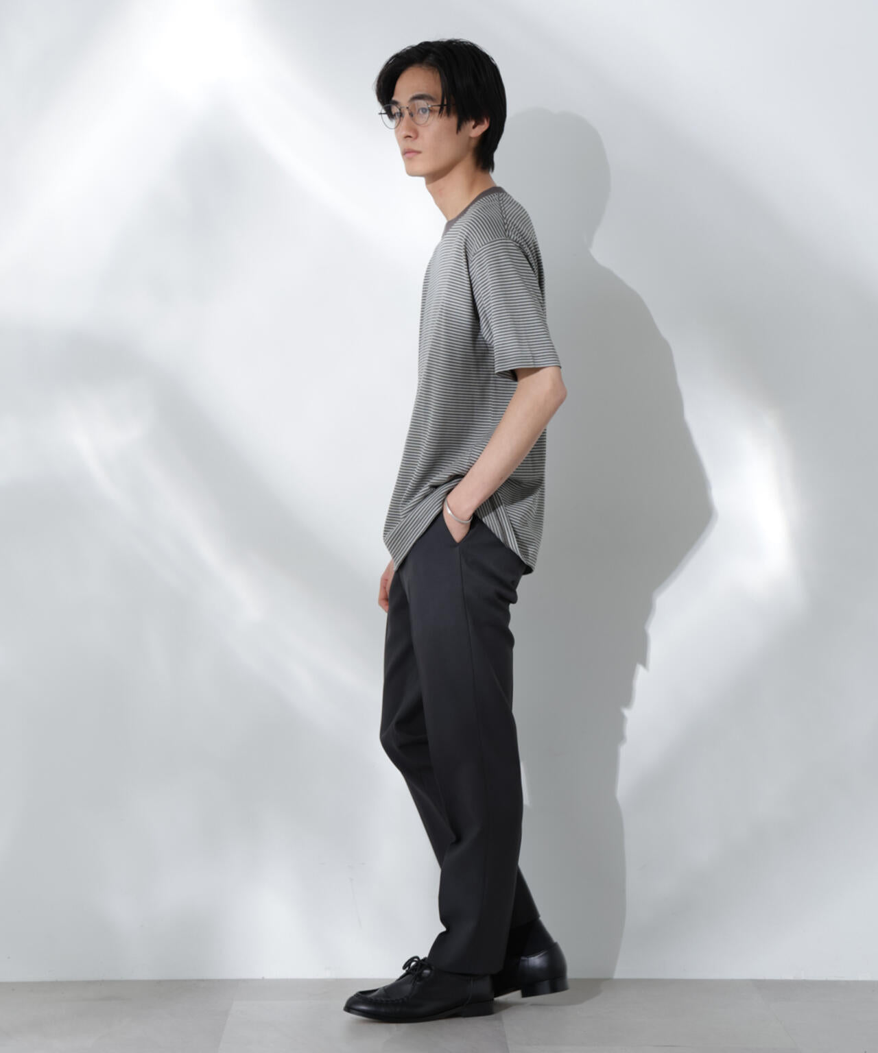 Anti Soaked(R) 汗染み防止 ボーダーミドルシルエットTシャツ 6685124205
