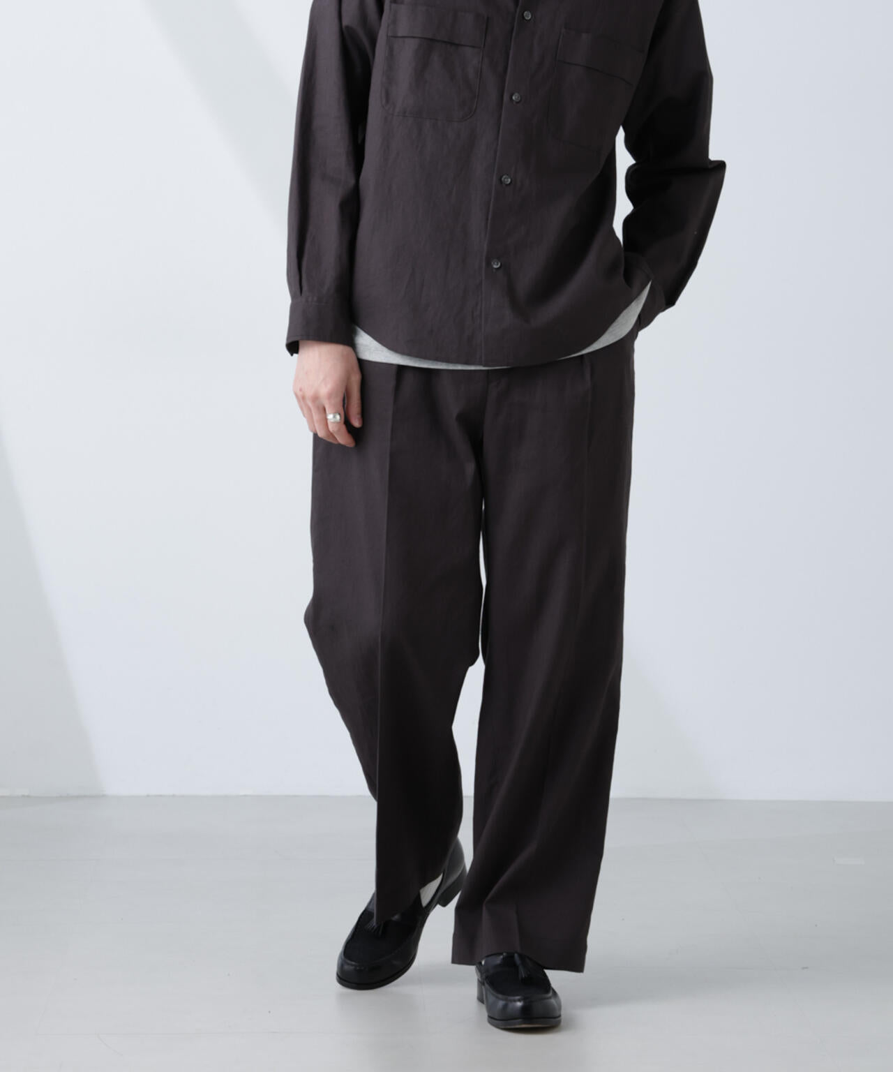 「BELGIUM LINEN FABRICS」リネンコットンストレートパンツ(セットアップ可) 6685127221