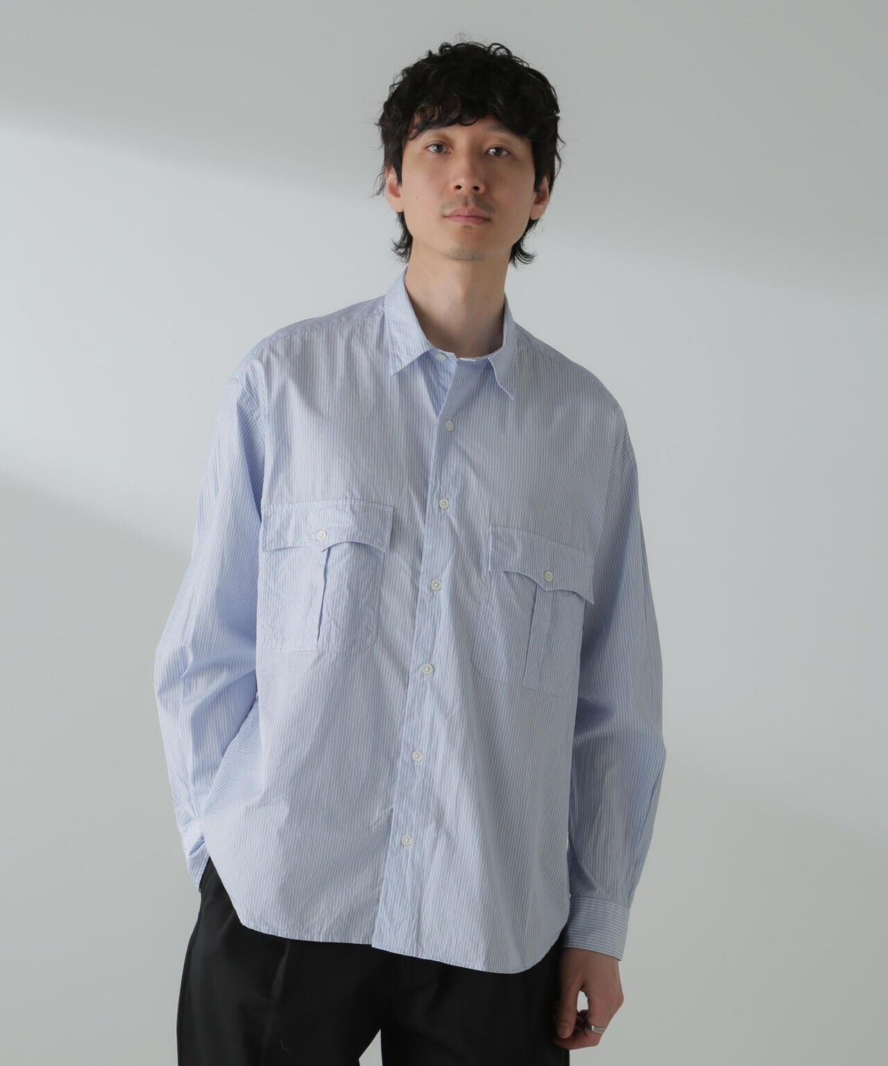 PORTER CLASSIC/ROLL UP STRIPE SHIRT 6704120089
