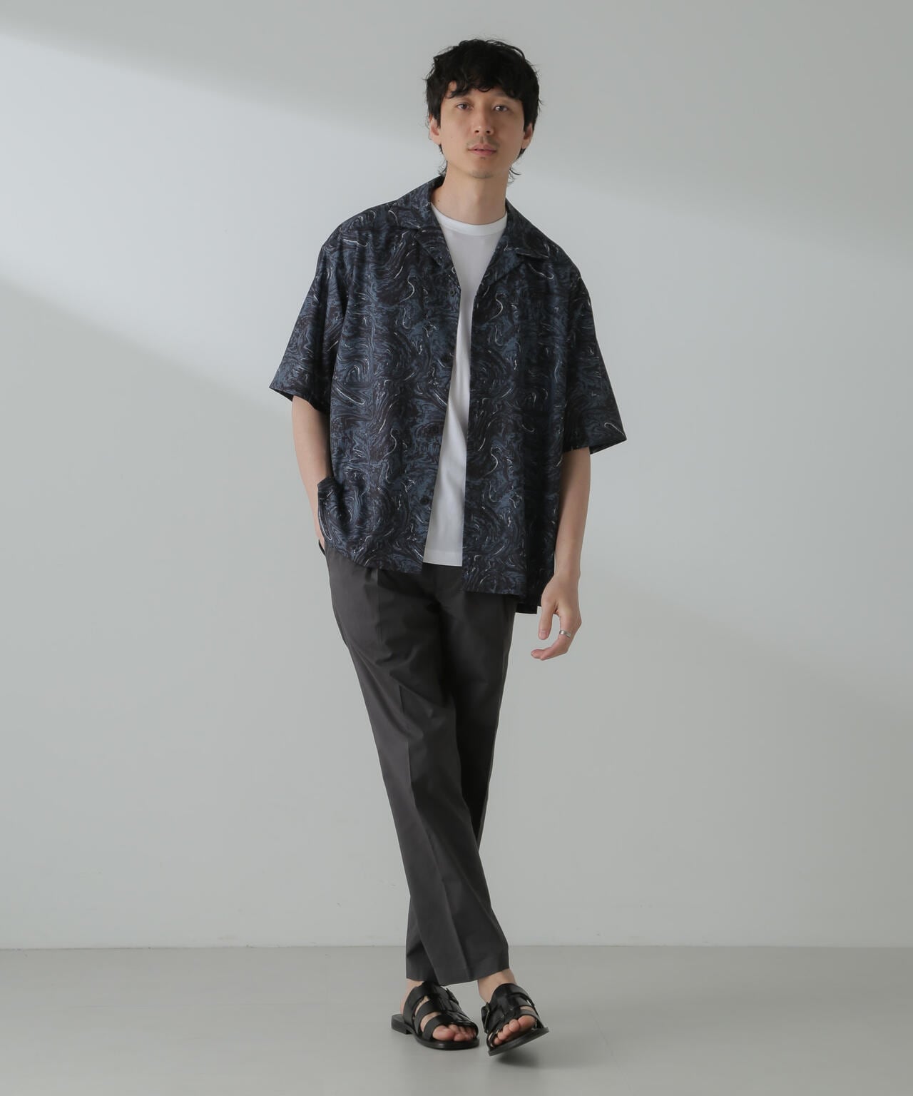 オリジナルパターンドレープシャツ 半袖 6724121211