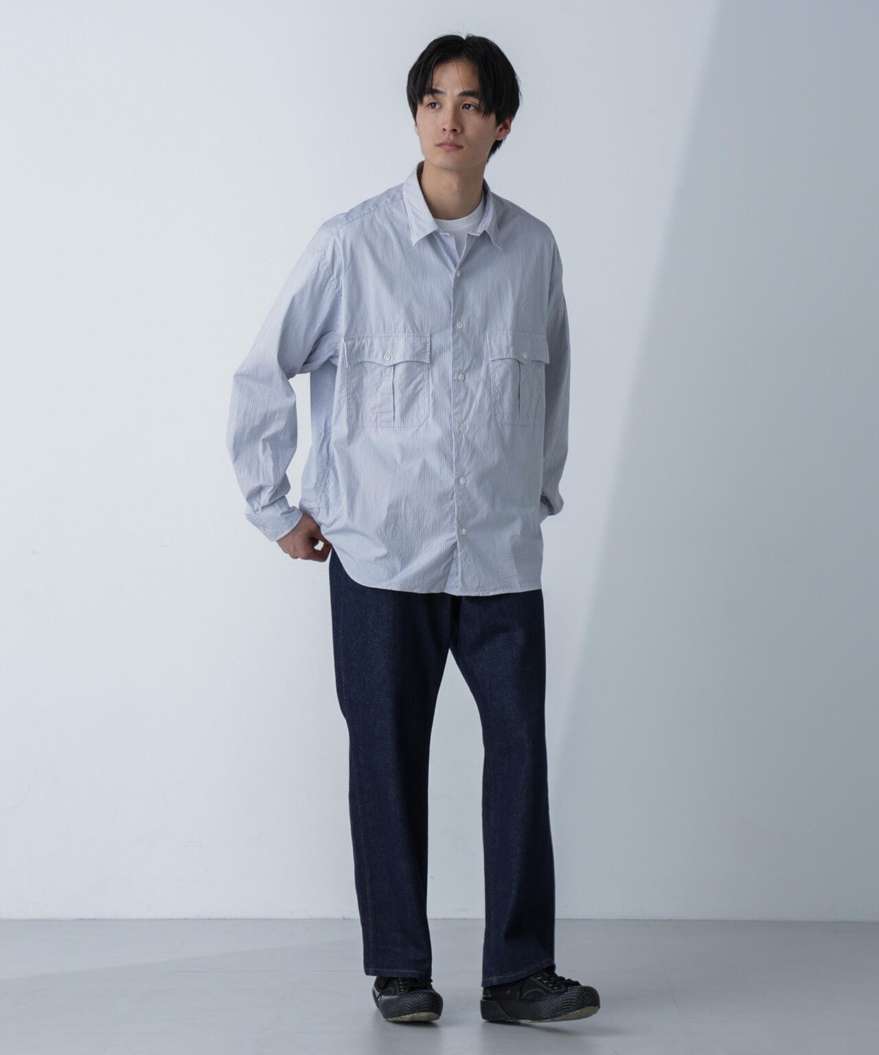 PORTER CLASSIC/ROLL UP STRIPE SHIRT 6704120089