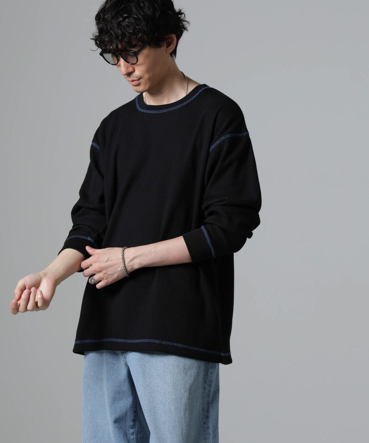 ステッチワッフルTシャツ 長袖 6724223240