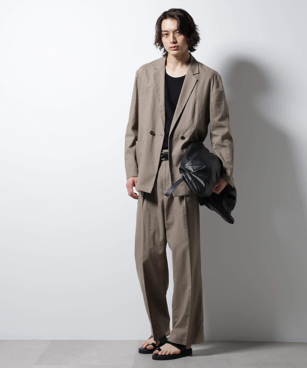 「BELGIUM LINEN FABRICS」リネンコットンストレートパンツ(セットアップ可) 6685127221