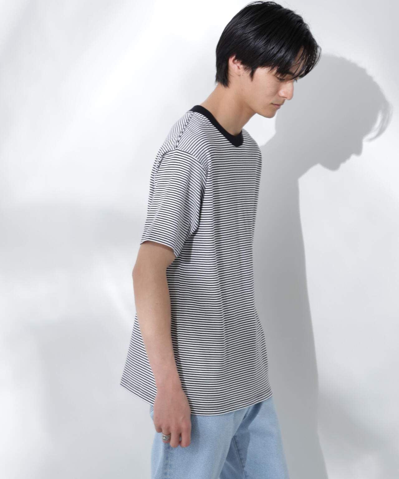 Anti Soaked(R) 汗染み防止 ボーダーミドルシルエットTシャツ 6685124205